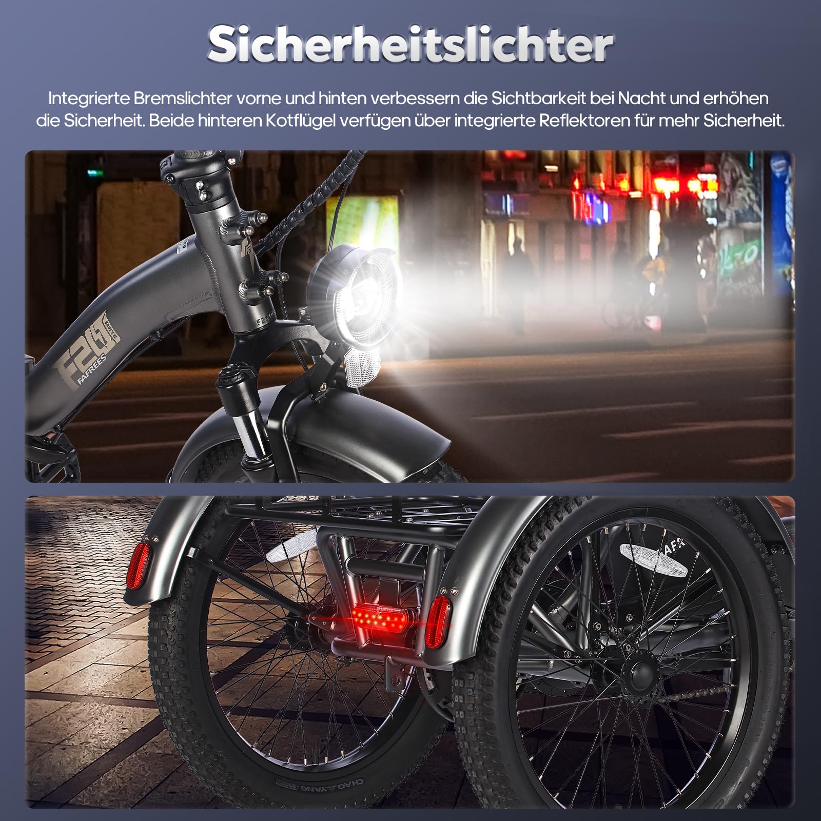 Fafrees F20 Mate faltbares Elektro-Dreirad E-Bike 20 Zoll Fat Tire, 48V 20Ah Akku 120km, hydraulische Feststellbremsen, 180kg Traglast mit Korb
