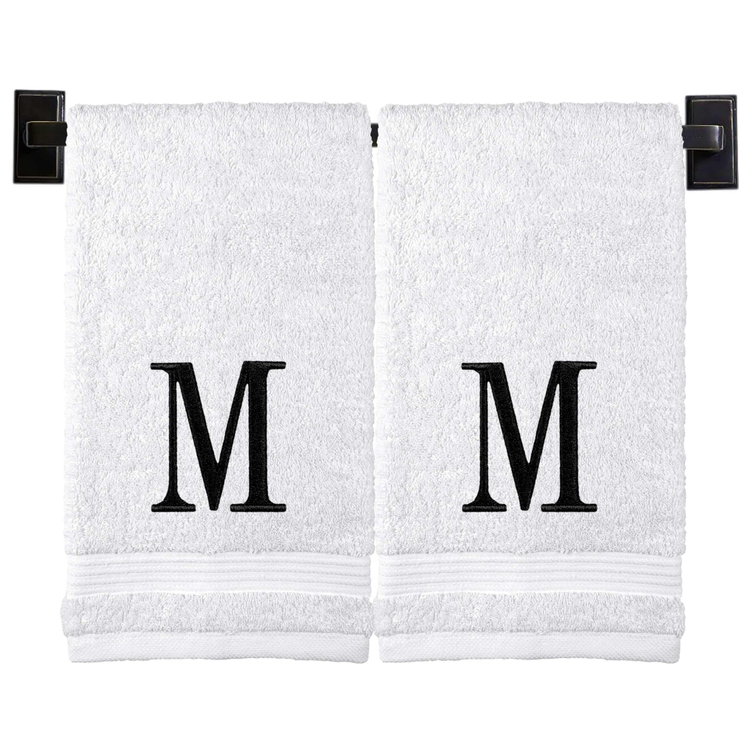 Custom Luxury Towels Monogrammed Hand Towels for Bathroom | Luxury Turkish Cotton | Embroidered in USA | Set of 2 | Choose Set Color and Monogram