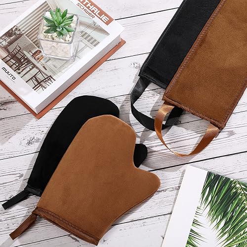 Miniatura 6 de Kit de aplicador de manoplas autobronceadoras de 4 piezas 2 manoplas autobronceadoras sin sol 2 piezas aplicador de espalda suave aplicador de