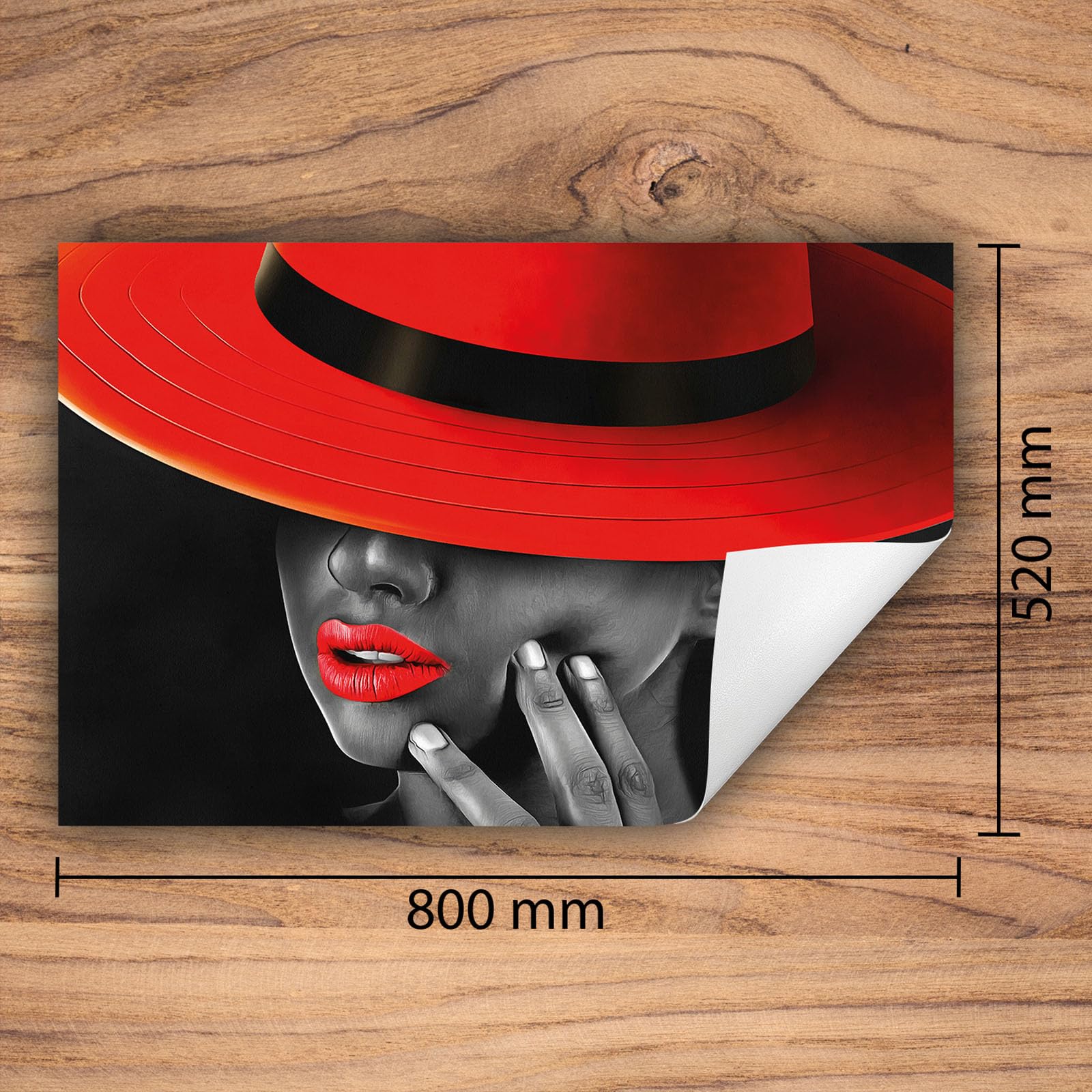 Tapa para placa de induccion - Placa protectora vitroceramica 80x52 cm - rojo - negro - mujer