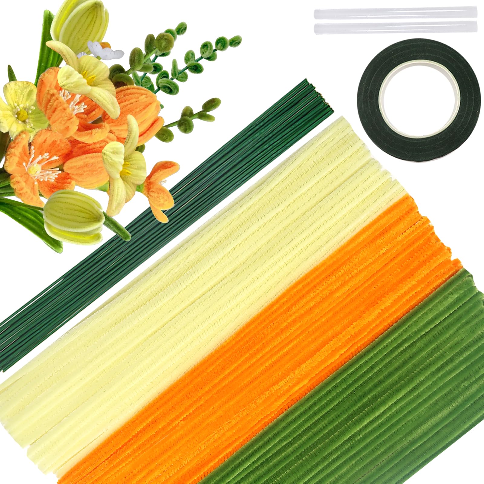 TOAOB Scovolini Ciniglia Colorati - 200 Pezzi In Arancione E Giallo Per Lavoretti Creativi E Fai Da Te - Foto 7