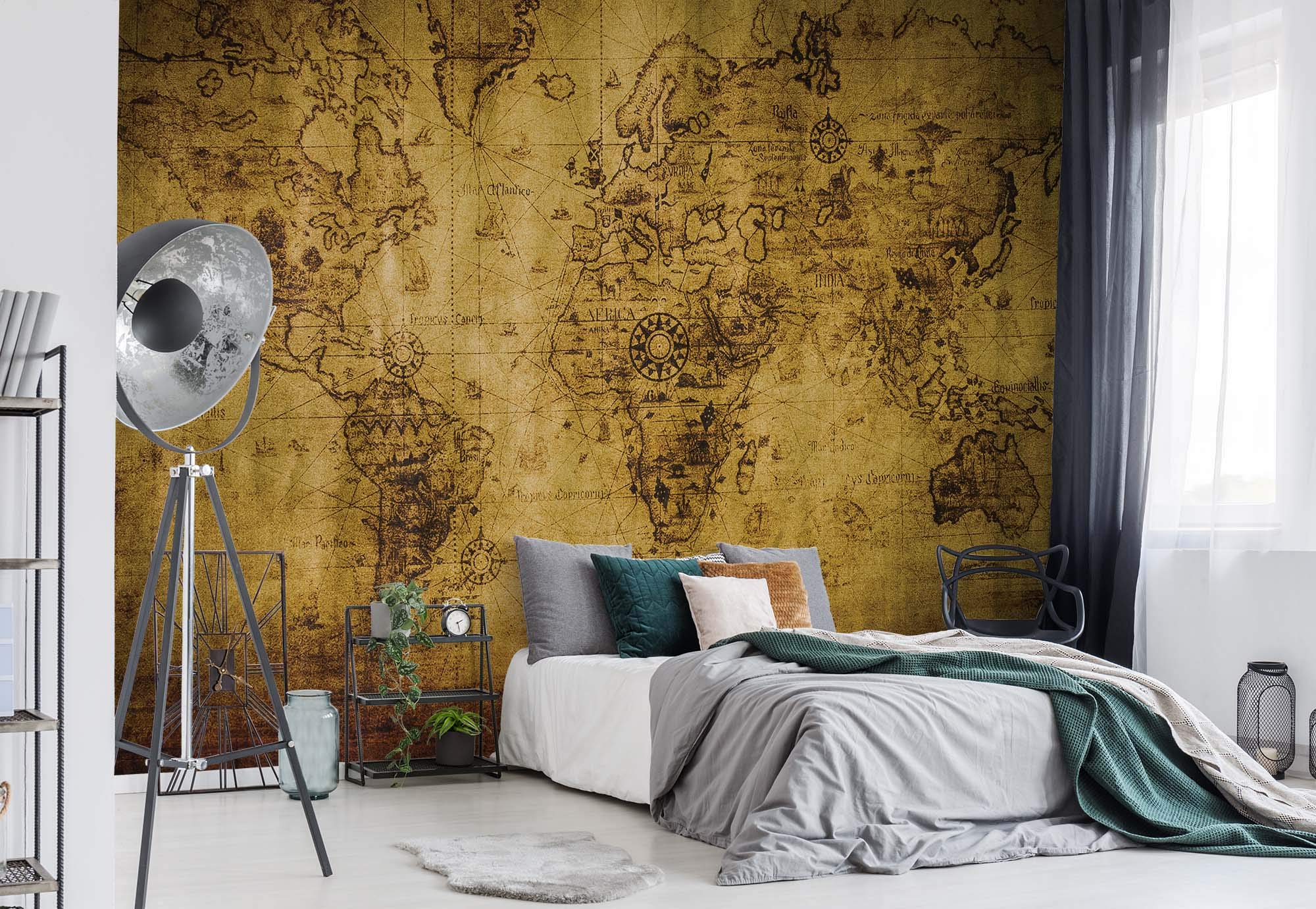 Sepia World Map Vintage - Photo Wallpaper - Wall Mural - Giant Wall Poster - XL - 254cm x 184cm - Standard Paper (NOT EasyInstall) - 2 Pieces