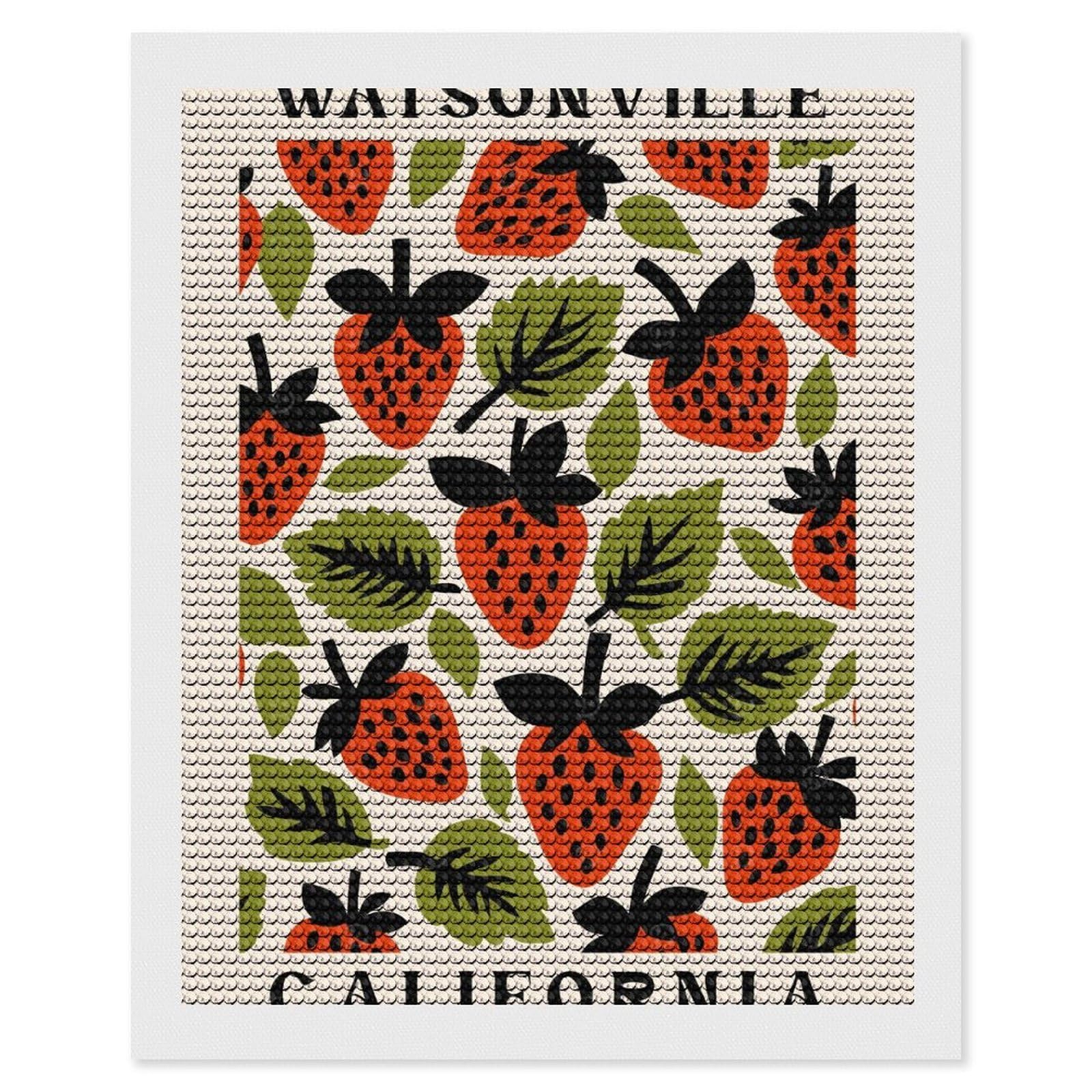 Junmoney Watsonville California Diamond Painting Set 16"x20", Holiday Gift Idea, for Creative Relaxation, Fun Craft Experience, Vintage Style Decor