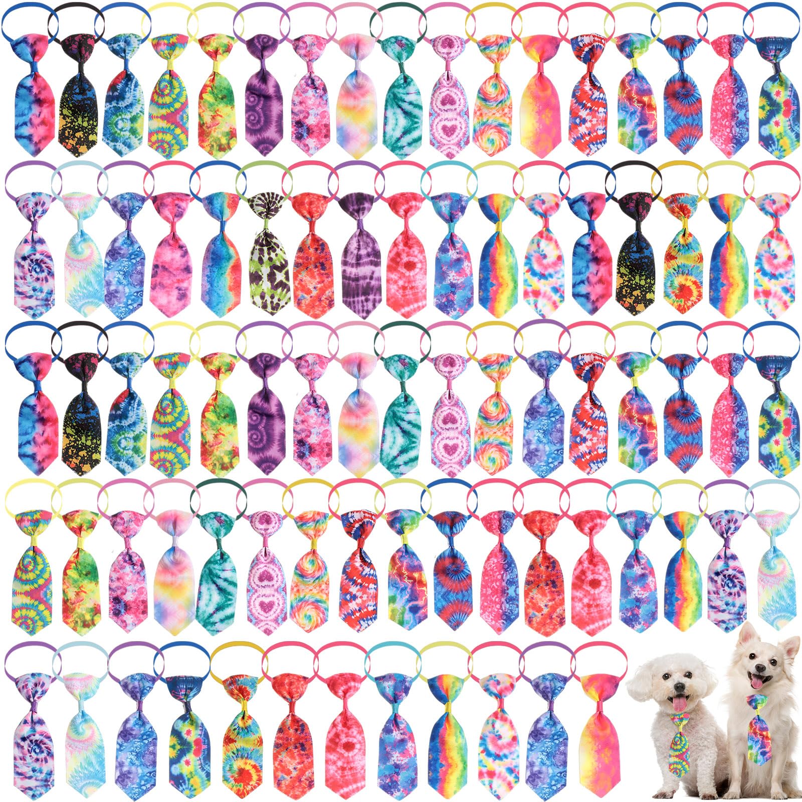 Wesiti 80 Pcs Dog Tie for Small Dogs Assorted Pattern Cat Tie Cat Collar Bows Bowtie Collar Bowtie for Small Medium Puppy Pet Photography Grooming