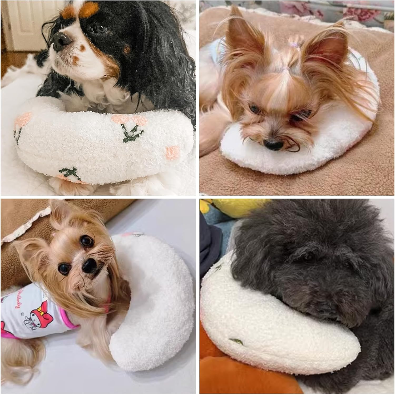 review BABORUI Large Dog Calming Pillow for Dogs, U Shaped Dog Neck Pillow for Joint Relief Sleeping Improve, Machine Washable Pet Pillow for Dogs & Cats(White)