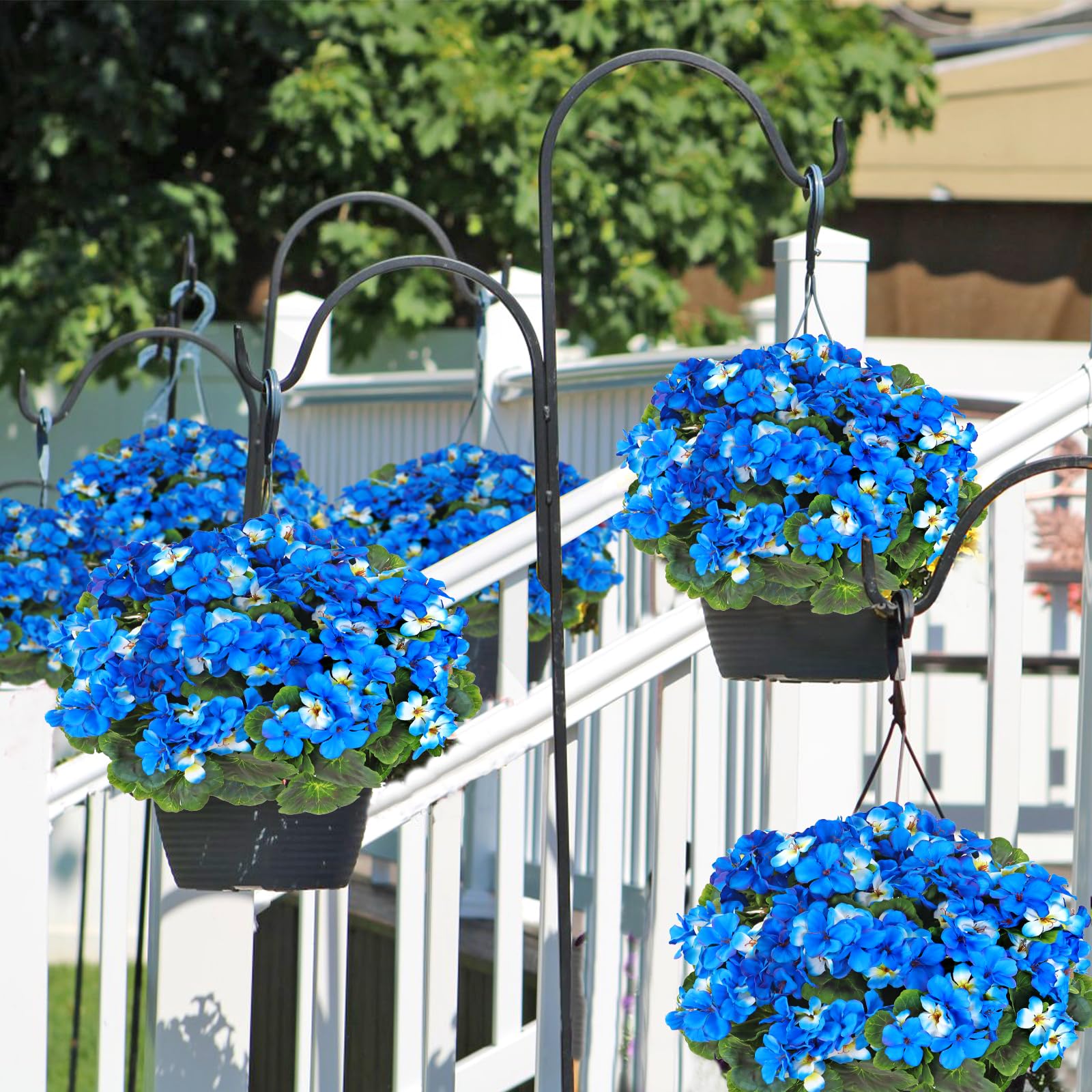 Amazon.de: Kunstblumen wie Echt 44CM Knstliche Geranien Seidenblumen 3  Bndel Knstliche Blumen Balkonpflanzen Outdoor Wetterfest UV-bestndig  Fake Blumenstrau Balkon Blumen fr Indoor Garten Vase Tisch (Blau)