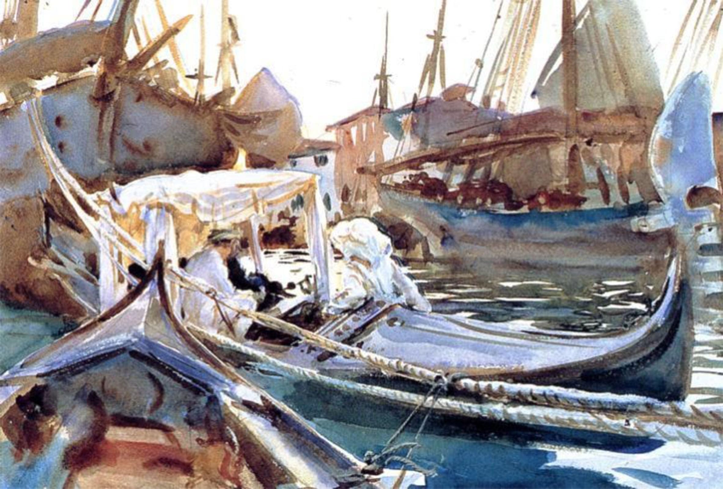 POSTERIIk Vintage Art Print Images Pictures Print Sketching on the Giudecca by John Singer Sargent Modern Colour Posters for Office Home Decor 60x90cm