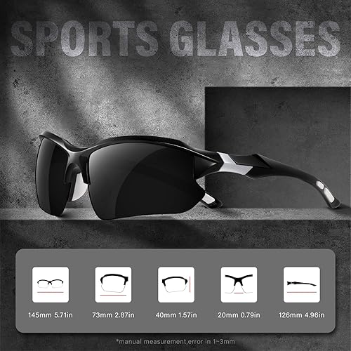 Miniatura 9 de DioKiw Gafas de sol polarizadas deportivas para hombres, ciclismo, correr, pesca, protección UV, gafas de sol ligeras de medio marco