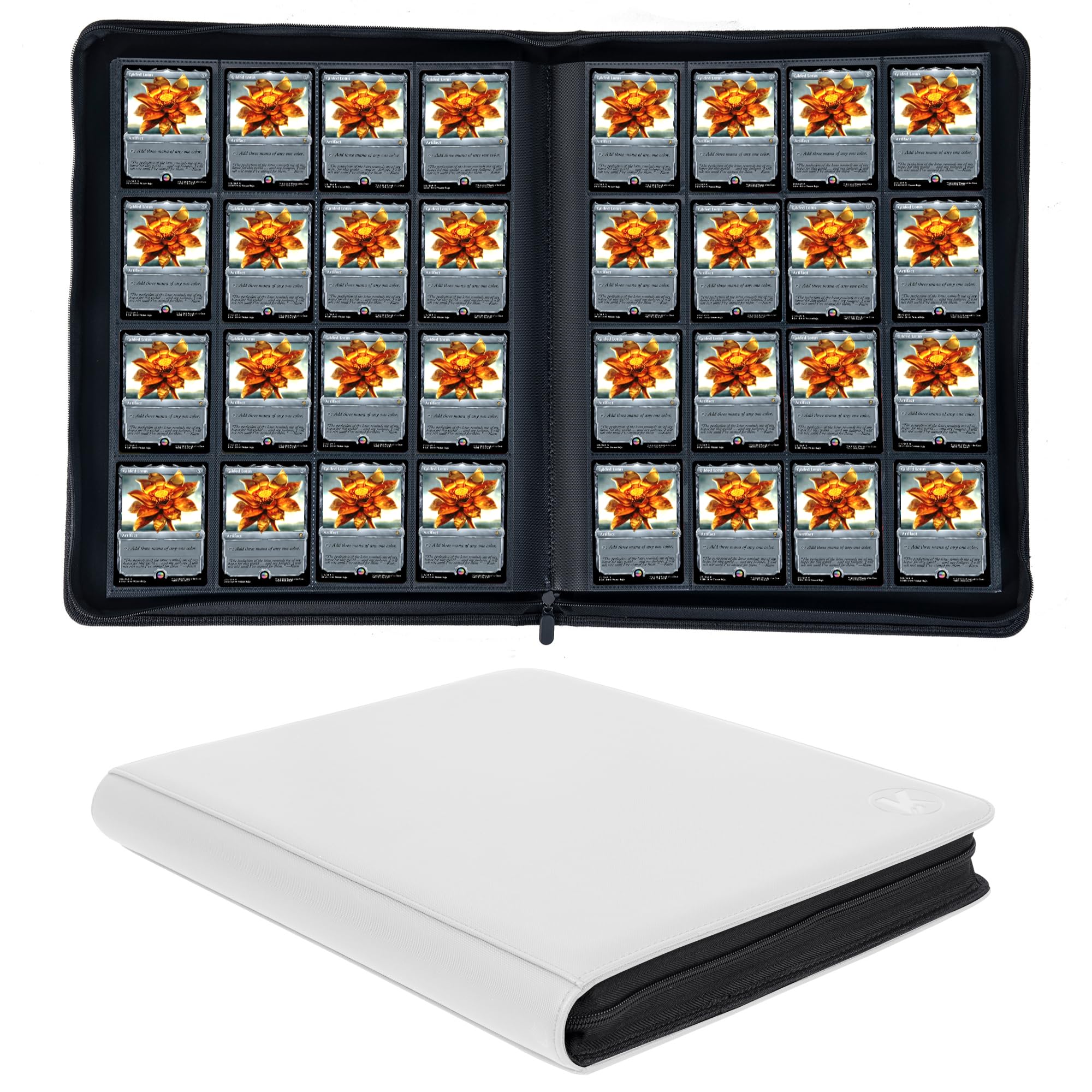 1600+ Taschen Sammelkartenbinder, 16-Taschen-Kartenalbum Kompatibel mit MTG, Sportkarten & anderen Standardgrößen Sammelkarten (WEISS)