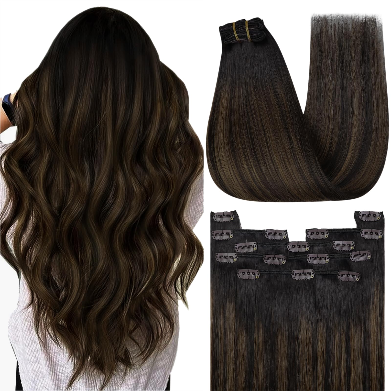 YoungSee Dickes Haarextension Echthaar Remy Extensions Echthaar Glatt fur Damen