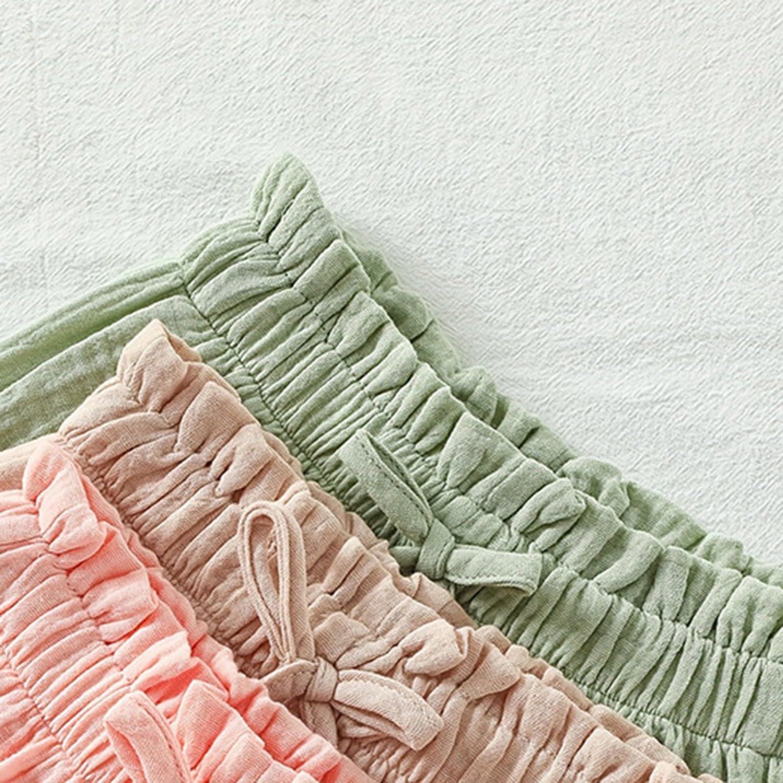 Lot de 3 pantalons d'été en lin pour filles - Jambes larges - Pantalon ample léger - Palazzo - Pour adolescentes - Décontracté - Couleur unie - Élastique - Taille haute - Pour enfants