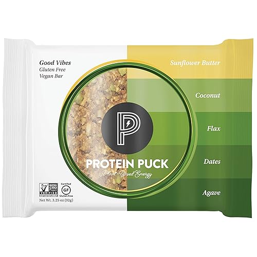 Protein Puck - Barras de proteína a base de plantas caja de 16 piezas Vegano sin gluten sin OMG 4 recetas disponibles