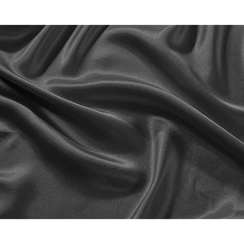Linen Plus Satin Sheet Set Soft Silk Cozy Solid New (Charcoal/Dark Grey, California King)