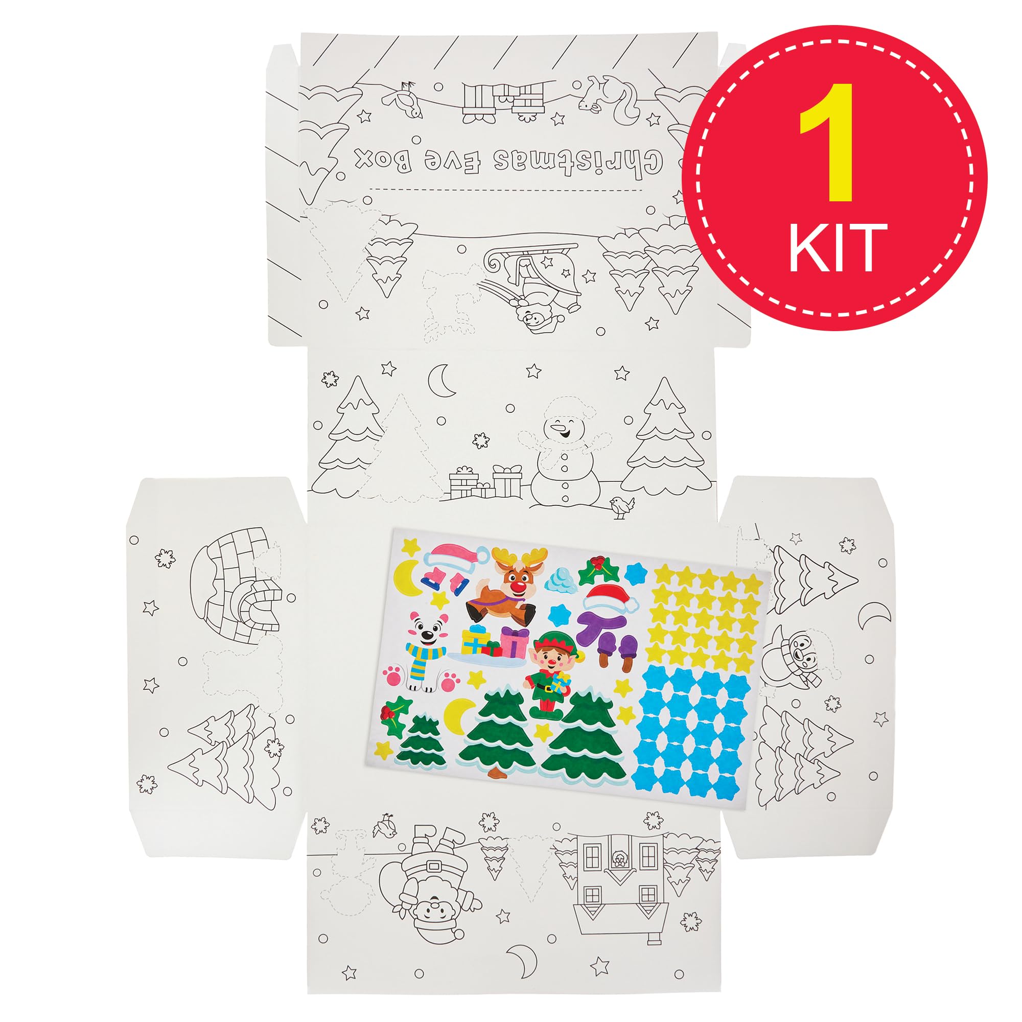 Baker Ross FN334 Colour in Sticker Christmas Eve Box - Make Your Own Christmas Box for Children Christmas Arts and Crafts - Image 2