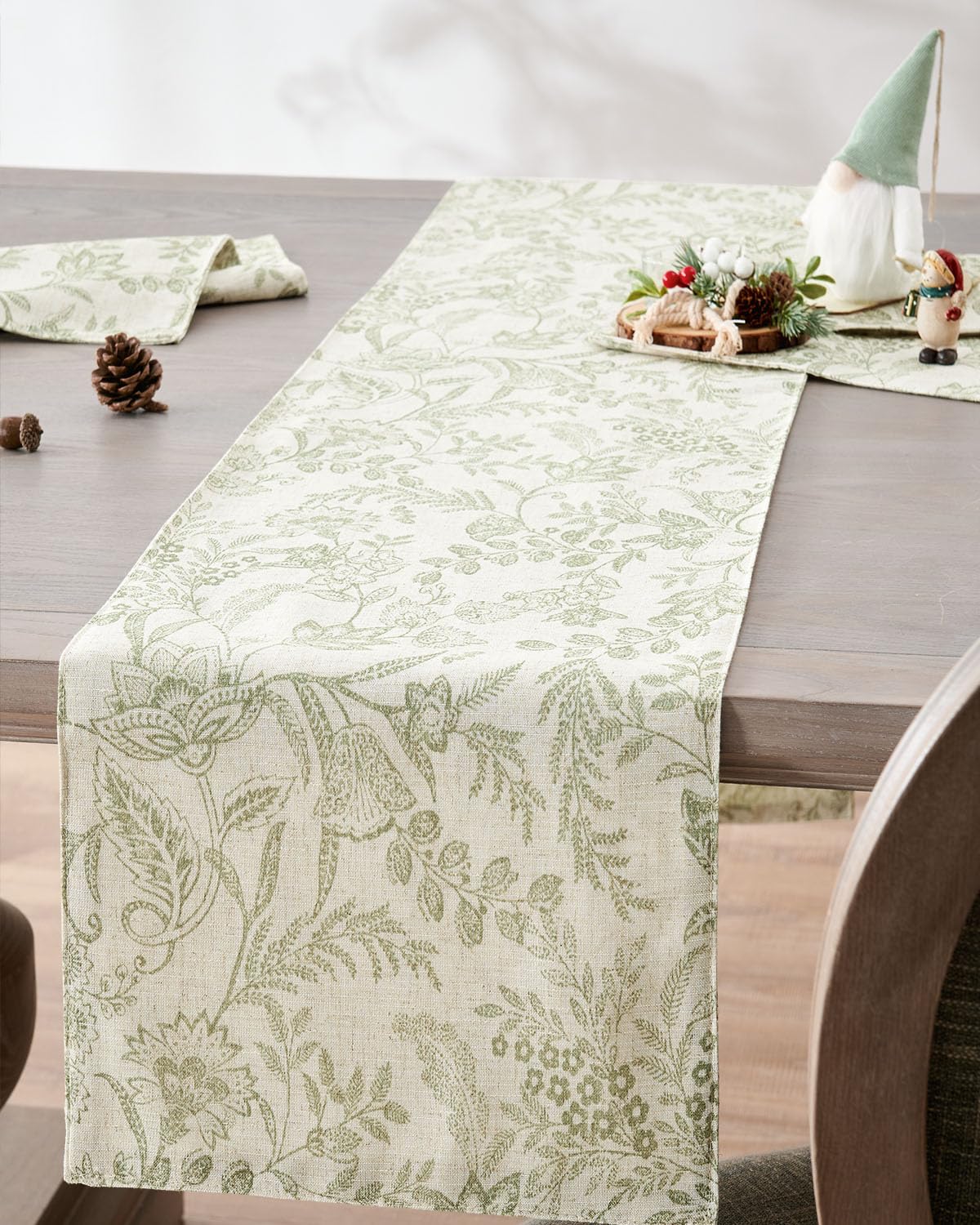 Amazon.com: jinchan Sage Green Floral Linen Table Runner 13 x 72