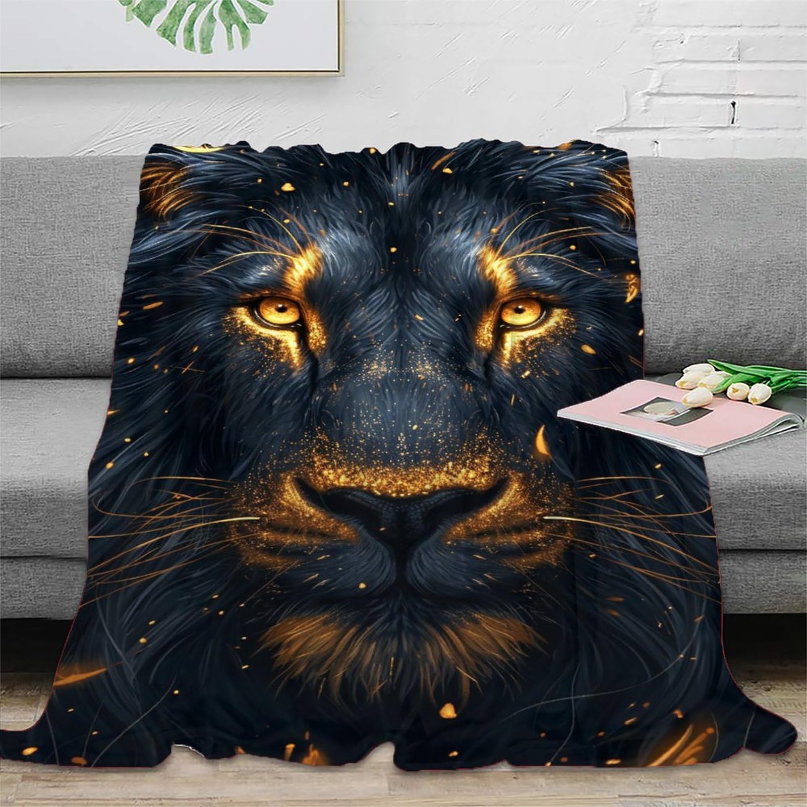 3D Printed Lion Blankets Fluffy Soft Cozy Super Soft Cozy Fuzzy Warm Throws with Anti-wrinkle/anti-tarnishing Lightweight for Home Couch Bed Sofa Cozy Warm 80x90inch(200x230cm)