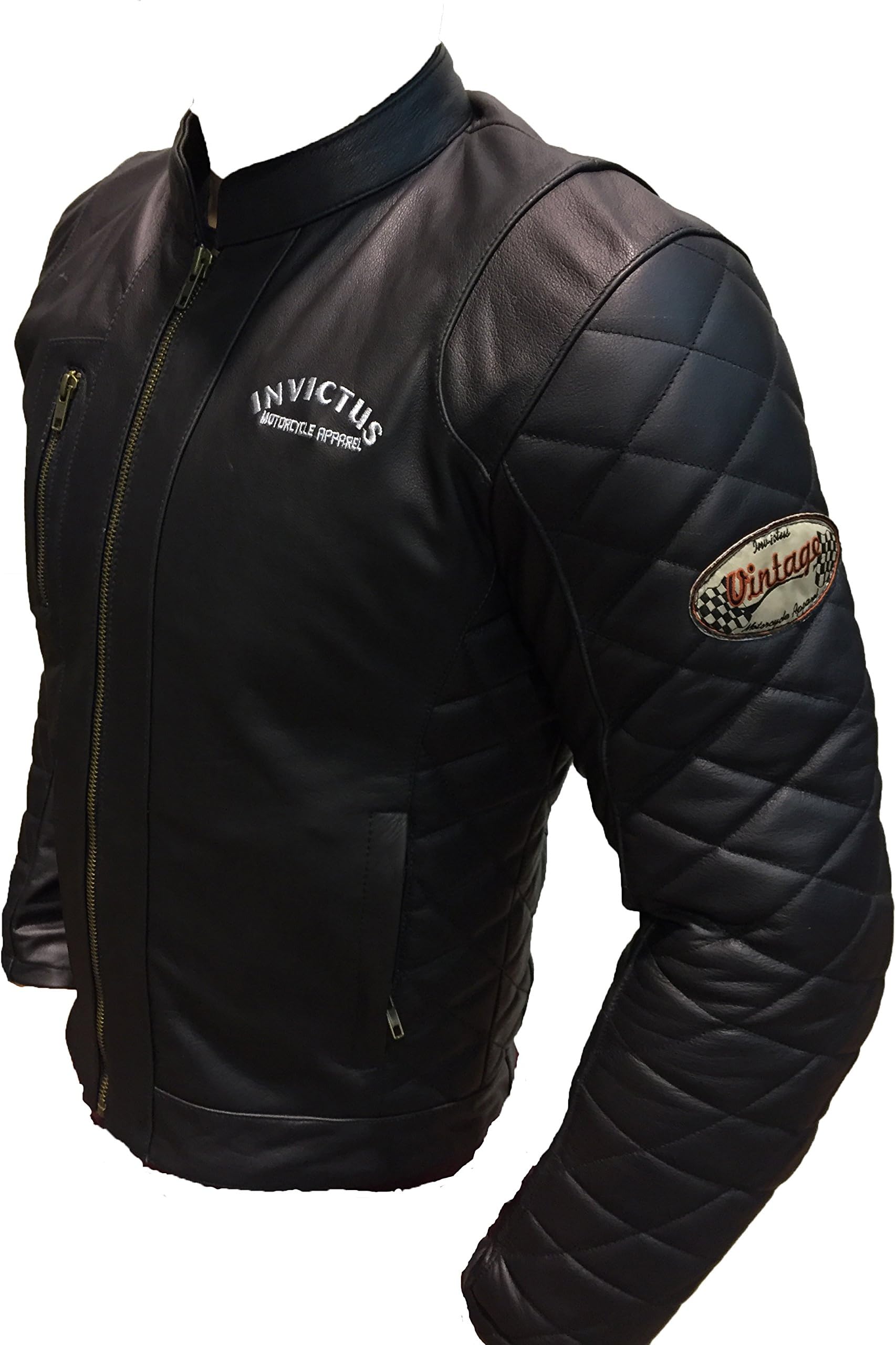 Invictus Leather Jacket Motorcycle Vintage Style Cafe Racer Hector Black 3XL