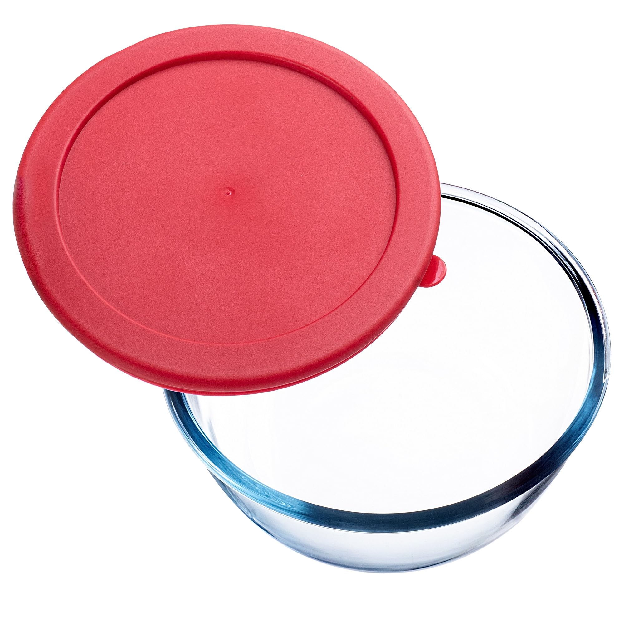 KADAX Juego de 4 cuencos de cristal con tapa, para mezclar, para hornear, alimentos, cocinar, preparar, recipientes redondos para alimentos, 0,5 – 2 L, recipiente de cristal, apto para lavavajillas