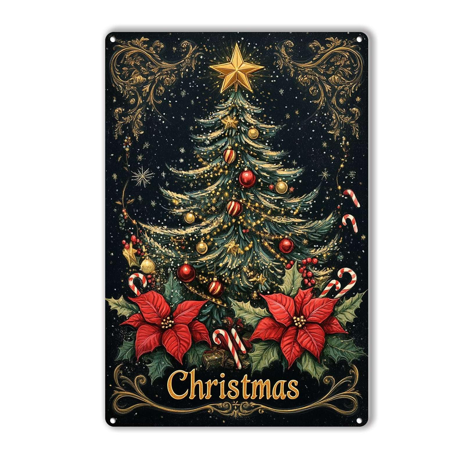 Anceky Funny Metal Tin Sign Merry Christmas Tree Tin Sign Retro Wall Decor For Farmhouse Home Kitchen Cafe Garage 12×16 Inch