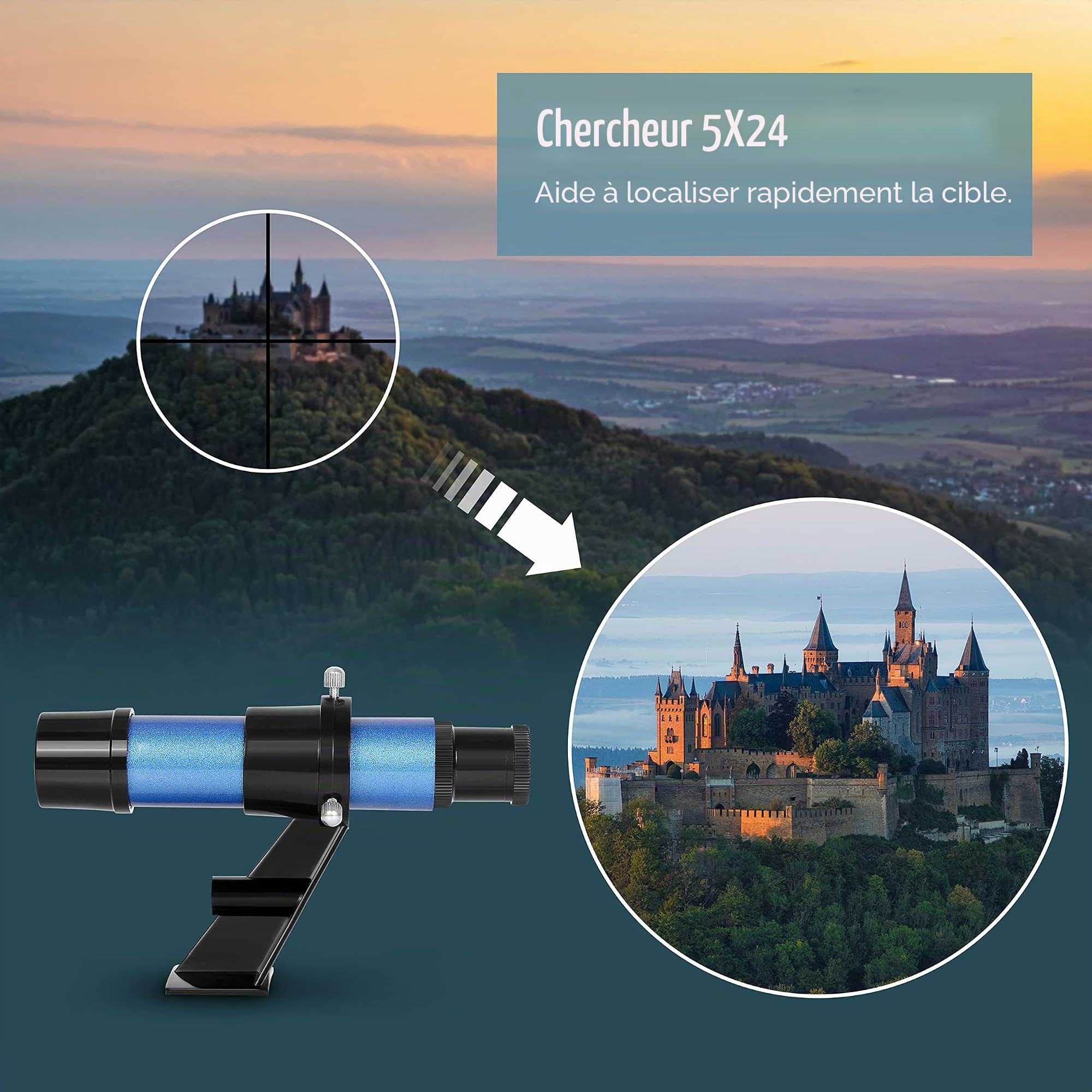 Aomekie Télescope Astronomique Adulte 400/70mm Lunette Astronomique Réfracteur avec Adaptateur de Téléphone Trépied Ajustable et Chercheur pour Débutants (40070 avec Sac)