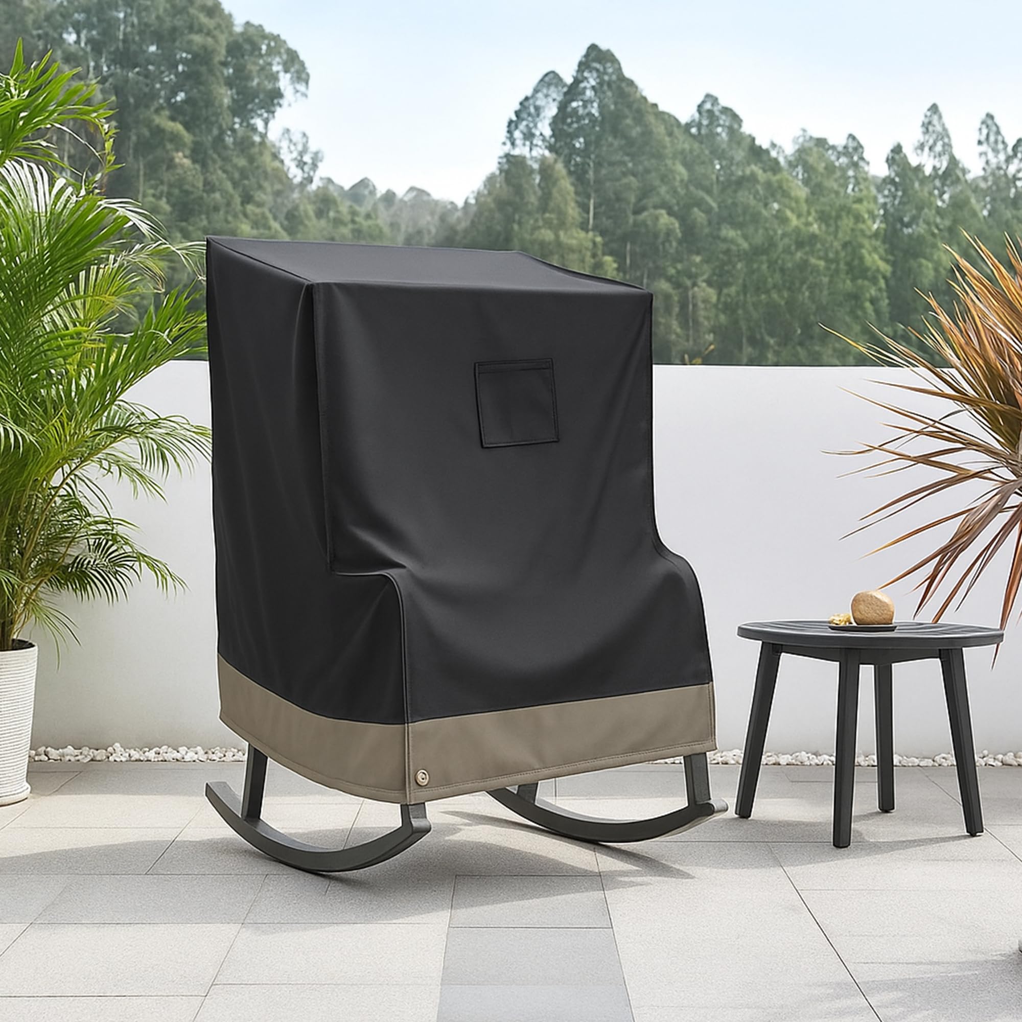 Hängesessel Abdeckung 420D Abdeckplane mit Schaukelstuhl-Abdeckung mit Doppelzipp,Wasserdicht UV-Anti Winterfest Schutzhülle Gartenmöbel Abdeckplane für Hängestuhl(128x105x140/160cm)