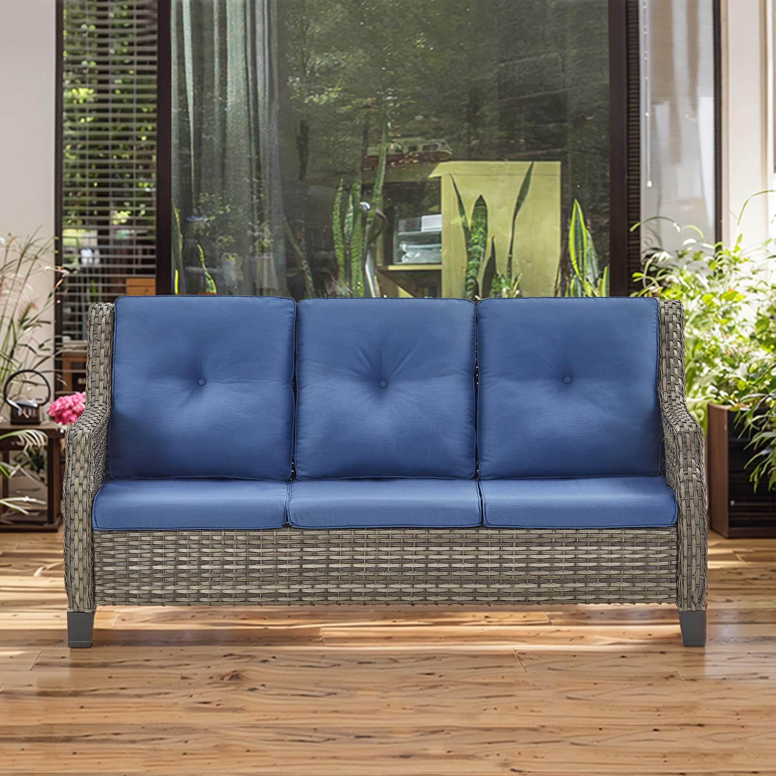 Sofa Blue Cushions For Outdoor Chairs Gardenbee Patio Sofa Wicker