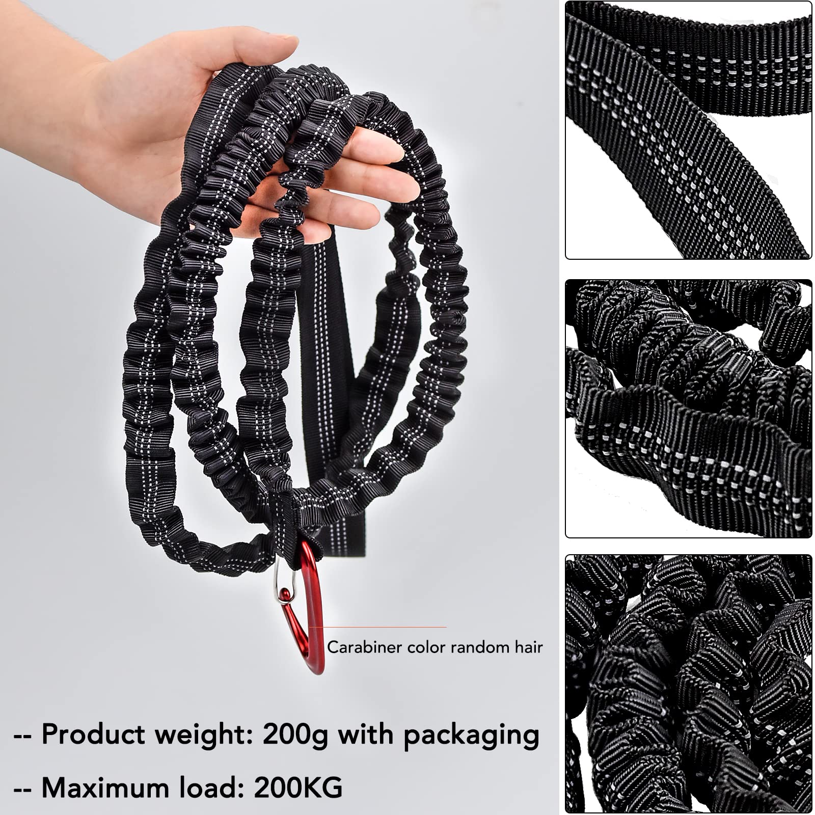 Guinzaglio, 3 m Guinzaglio per Rimorchio per Bicicletta per Bambini da，Cinghia Elastica per Traino Genitore-Bambino, per Bici per Qualsiasi Bici, Corda Elastica con Gancio di Traino, Nero