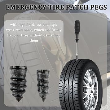 Salior 100PCS Tire Plug Kit with Screwdriver,Rubber Flat Tire Repair Kit for Fast Repair of Tire Punctures,Durable Car Tire Repair Kit Self-Service Repair Nails for Car Motorcycle Truck