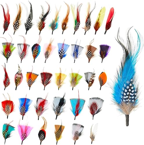 Kenning 39 plumas de sombrero surtidas para sombreros Fedora, plumas reales coloridas para manualidades, decoraciones de Navidad para hombres y