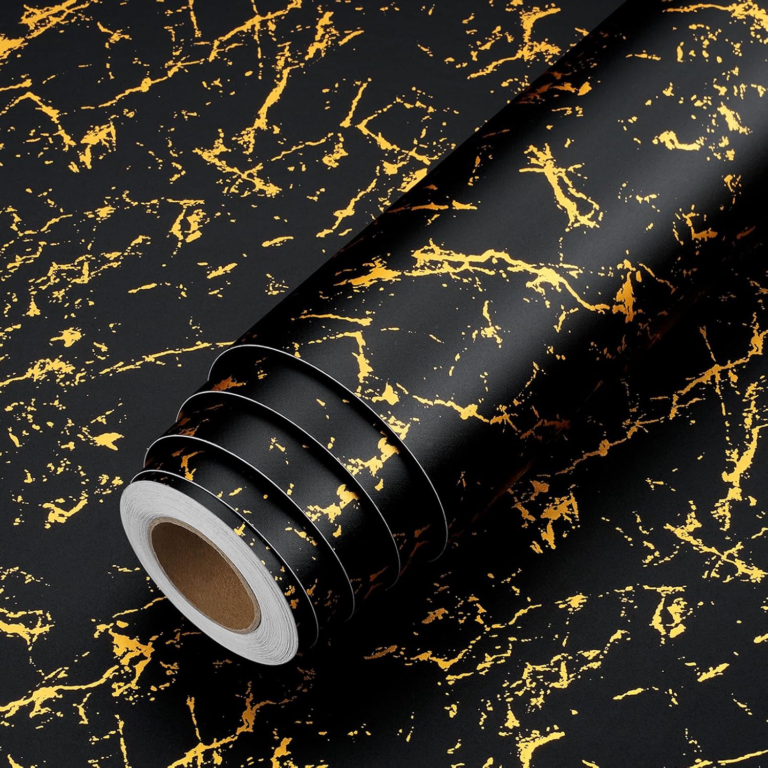LACHEERY Luxury Black and Gold Wallpaper Peel and Stick Modern Marble Wallpaper for Walls Countertops Waterproof Contact Paper Black Marble Countertop Peel and Stick Removable Wall Paper 15.8"x80"