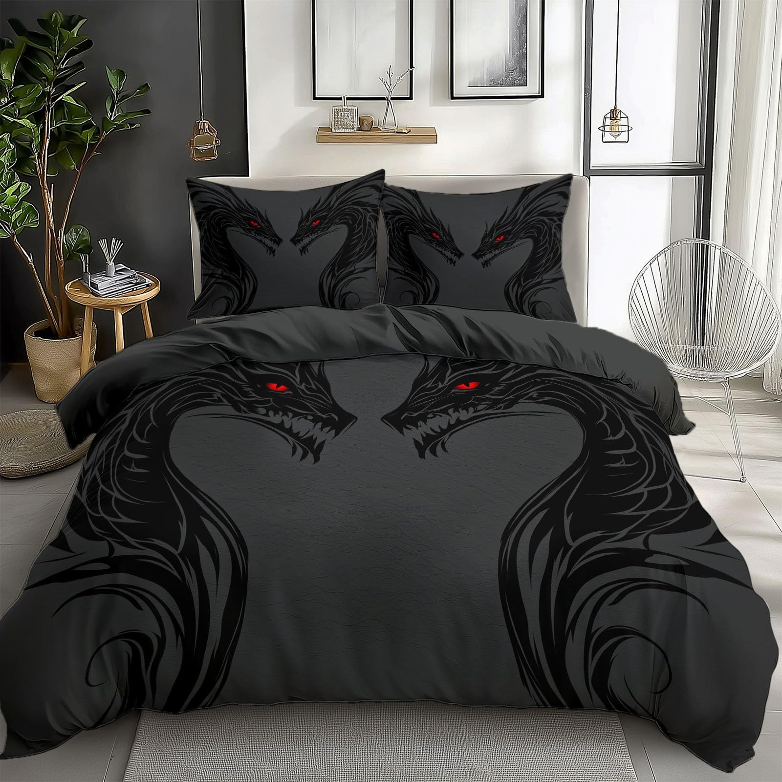 Housse couette 200x200 fermeture éclair dragon lit 2 personnes