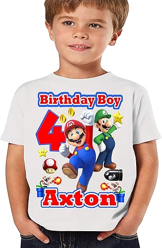 Miniatura 1 de Custom Birthday Shirt with Any Name and Age on it Super Birthday Shirt Mario Birthday Shirts Cumpleanos