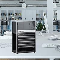 Vista 8 de P.I.T. Mini Caja de Herramientas Negra, Caja de Herramientas Portátil de 5 Cajones Micro Roll Cab de Acero Apilable con Forro, Caja de Herramientas