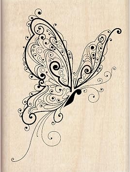Inkadinkado Patterned Butterfly Wood Stamp for Scrapbooking, 2.25 W x 3 L