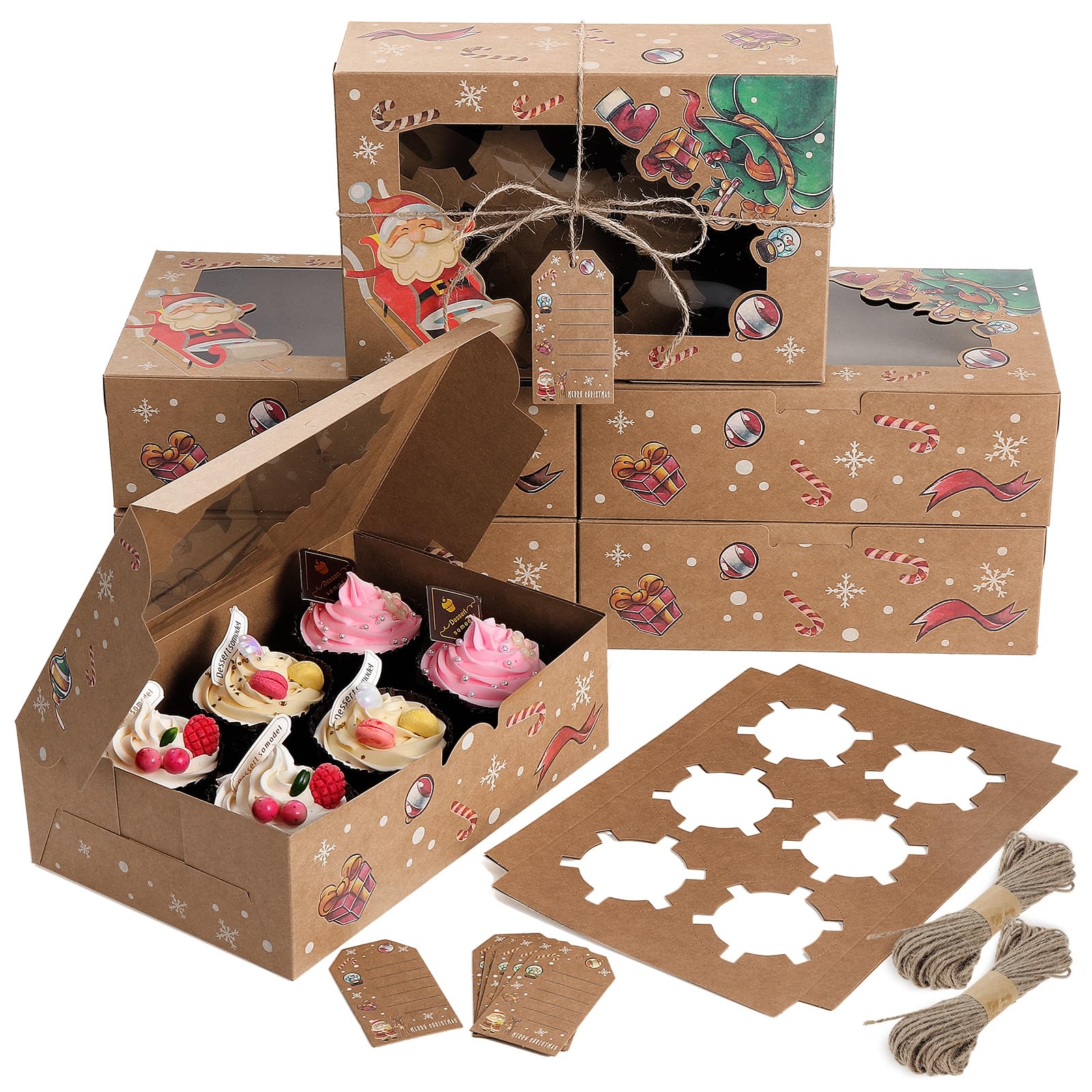 Produktbild von Coolty Cupcake Boxen 50 Stück - Mit Fenster & Einsätzen Für Muffins & Gebäck