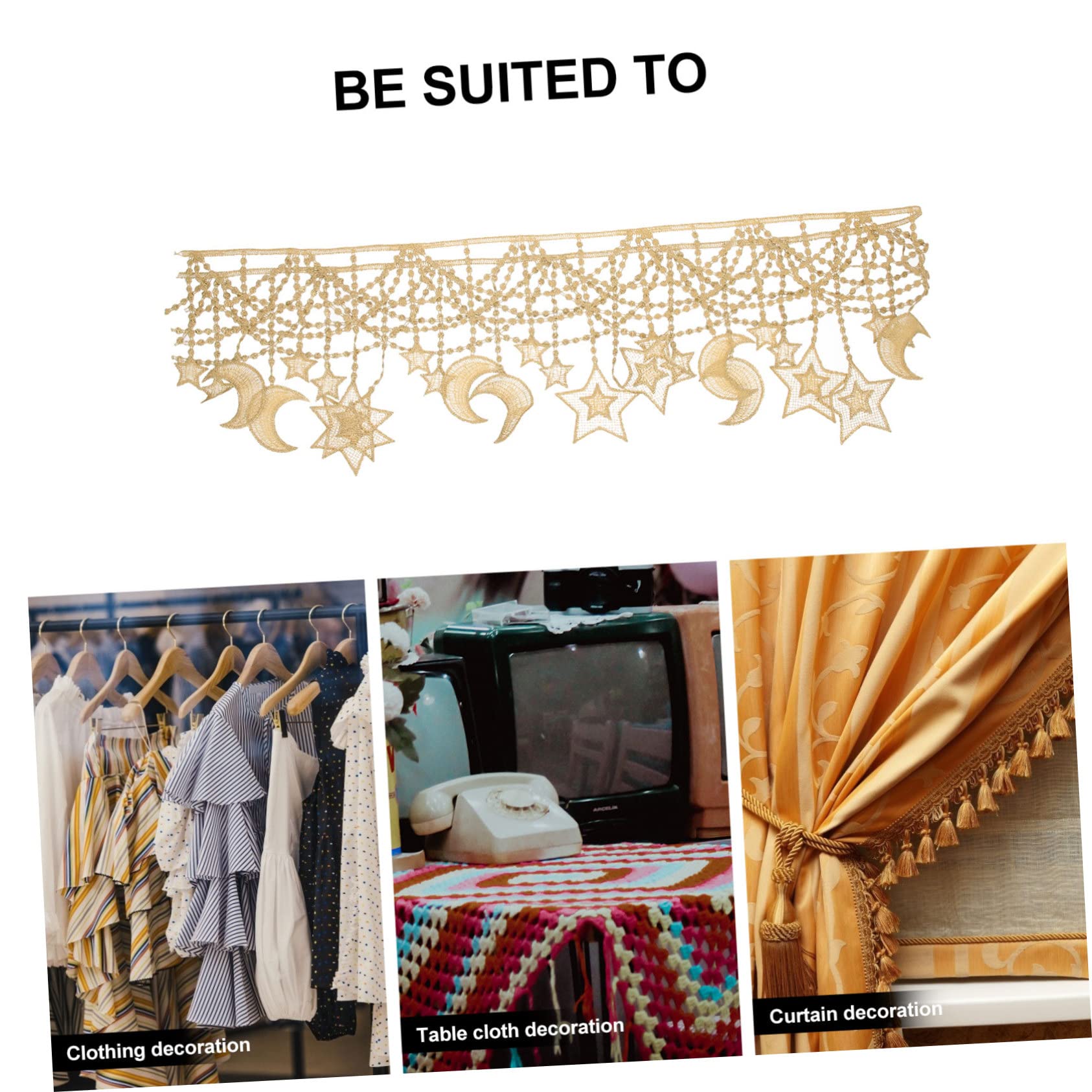 EXCEART 4piezas Cinta De Encaje Decorativa Para Manualidades Cinta De Encaje Para Ropa Estrellas y Para Proyectos De Costura y