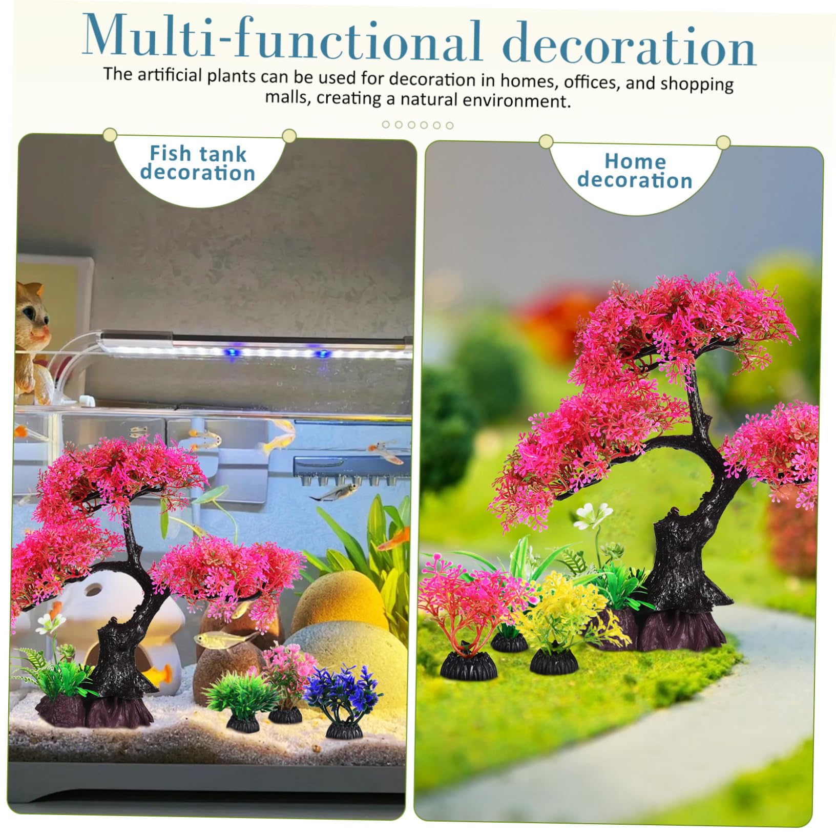 BESTonZON 30 Pezzi Acquatica Di Plastica Albero Di Pino Finte Piante D'Acquario Piante Da Serbatoio Di Pesci D'Acquario Realistico Decorazioni Per Serbatoio Di Pesce