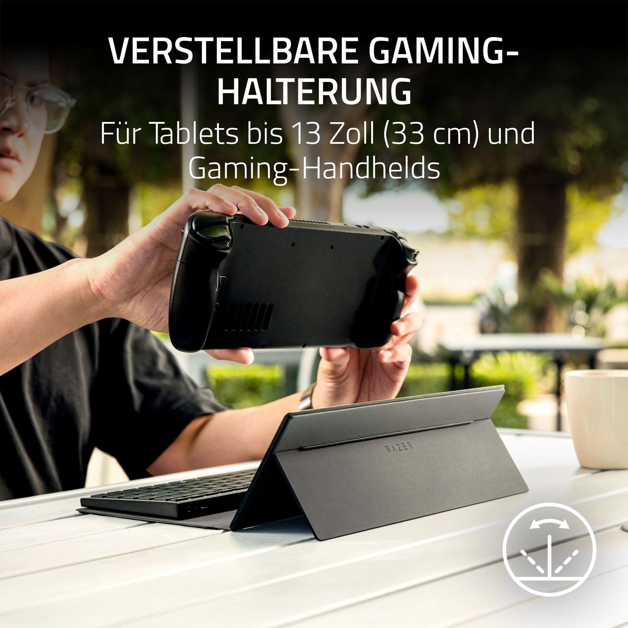 Razer Travel Case Folio - Reisetasche und Ständer für Tablets, Gaming-Handhelds, Mobile Geräte und tragbare Tastaturen - Ständer mit Mehreren Neigungswinkeln - Schlankes, leichtes Design | Schwarz