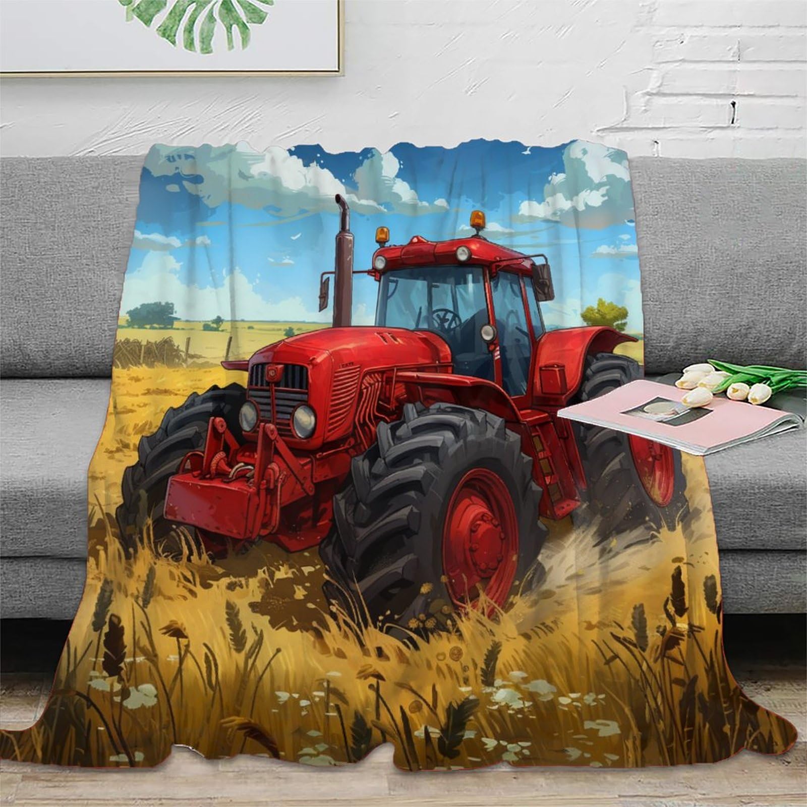 Nraopevvd Style-2 3D Printed Tractor Throw Blanket Fluffy Soft Cozy Super Soft Cozy Fuzzy Warm Throws With Anti-Wrinkle/Anti-Tarnishing Lightweight For Home Couch Bed Sofa Cozy Warm 50X60inch(127X152cm)