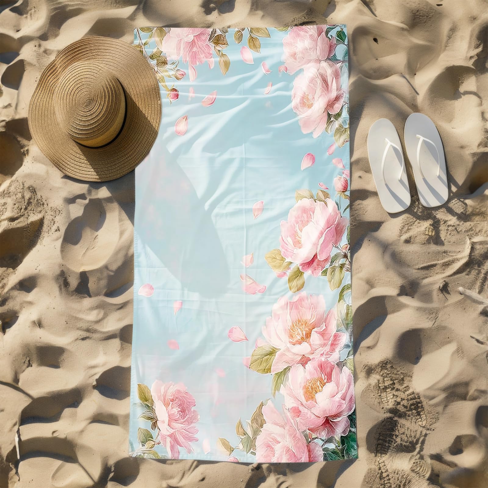 Genérico Toalla Playa Grande Flor Rosa Microfibra Secado Rápido Oversize Toalla Sin Arena Súper Ligera Piscina Camping Picnic Yoga Gimnasio Y Deportes Viaje