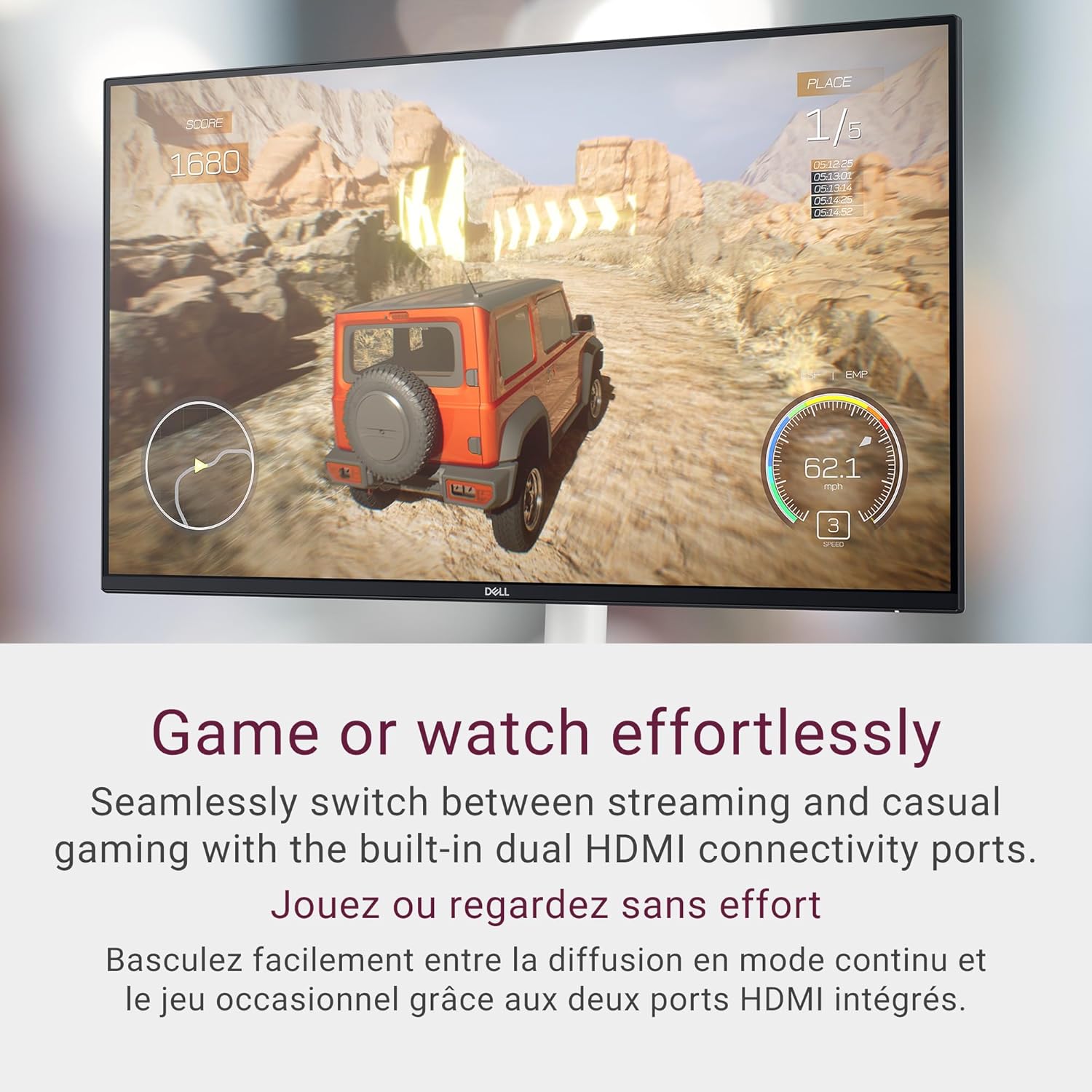 Dell S2425HS Monitor - 23.8 Inch, FHD (1920x1080) Display, 100Hz Refresh Rate 1500:1 Contrast Ratio, TÜV Rheinland Eye Comfort 4 Star, Integrated 2x5W Speaker, Height/Tilt/Swivel/Pivot - Ash White - Image 10