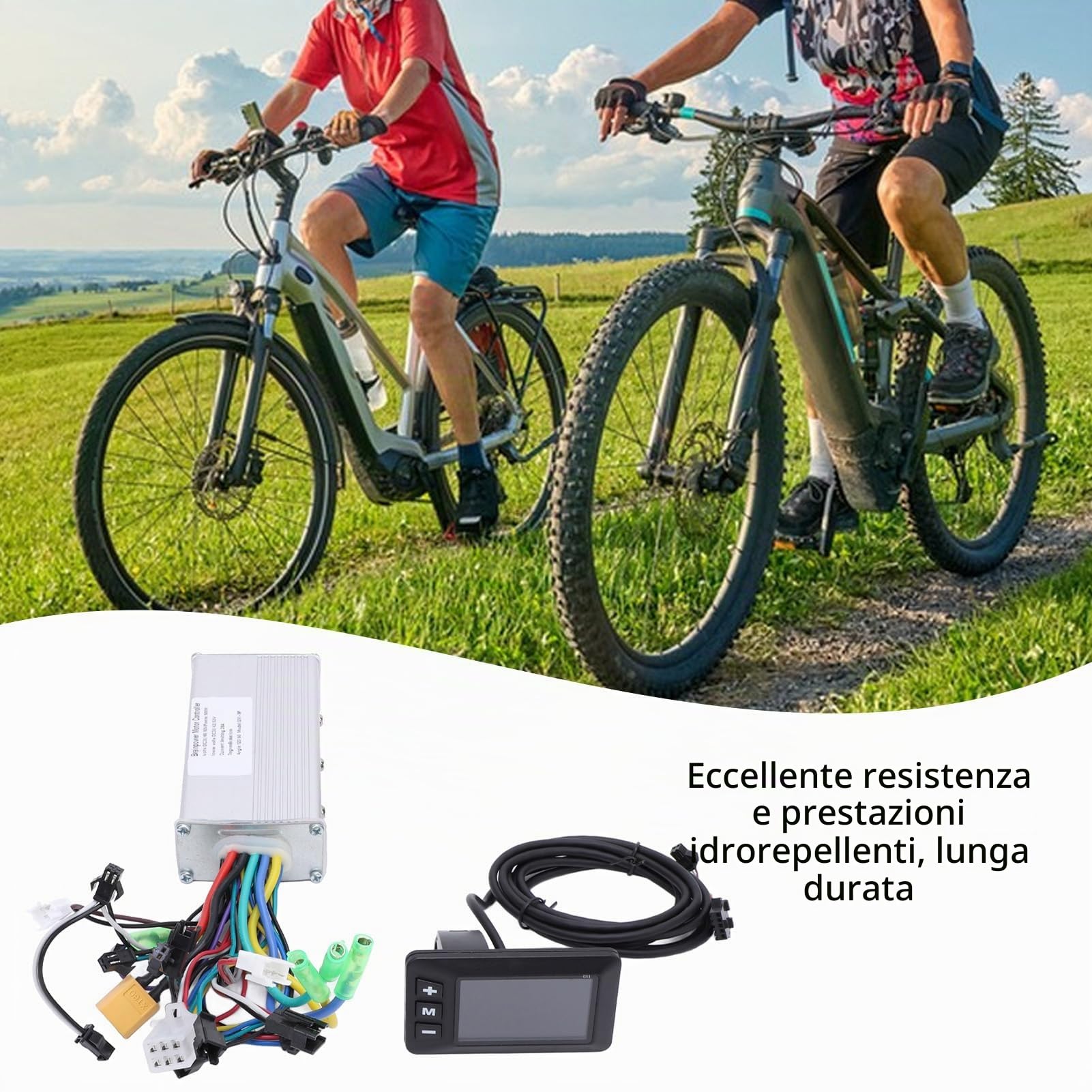 Kit Controller Brushless Bici Elettrica, 28A 36V 48V 60V 500W Controller Onda Sinusoidale 3 Modalità Centralina Bici Elettrica con Display LCD G51