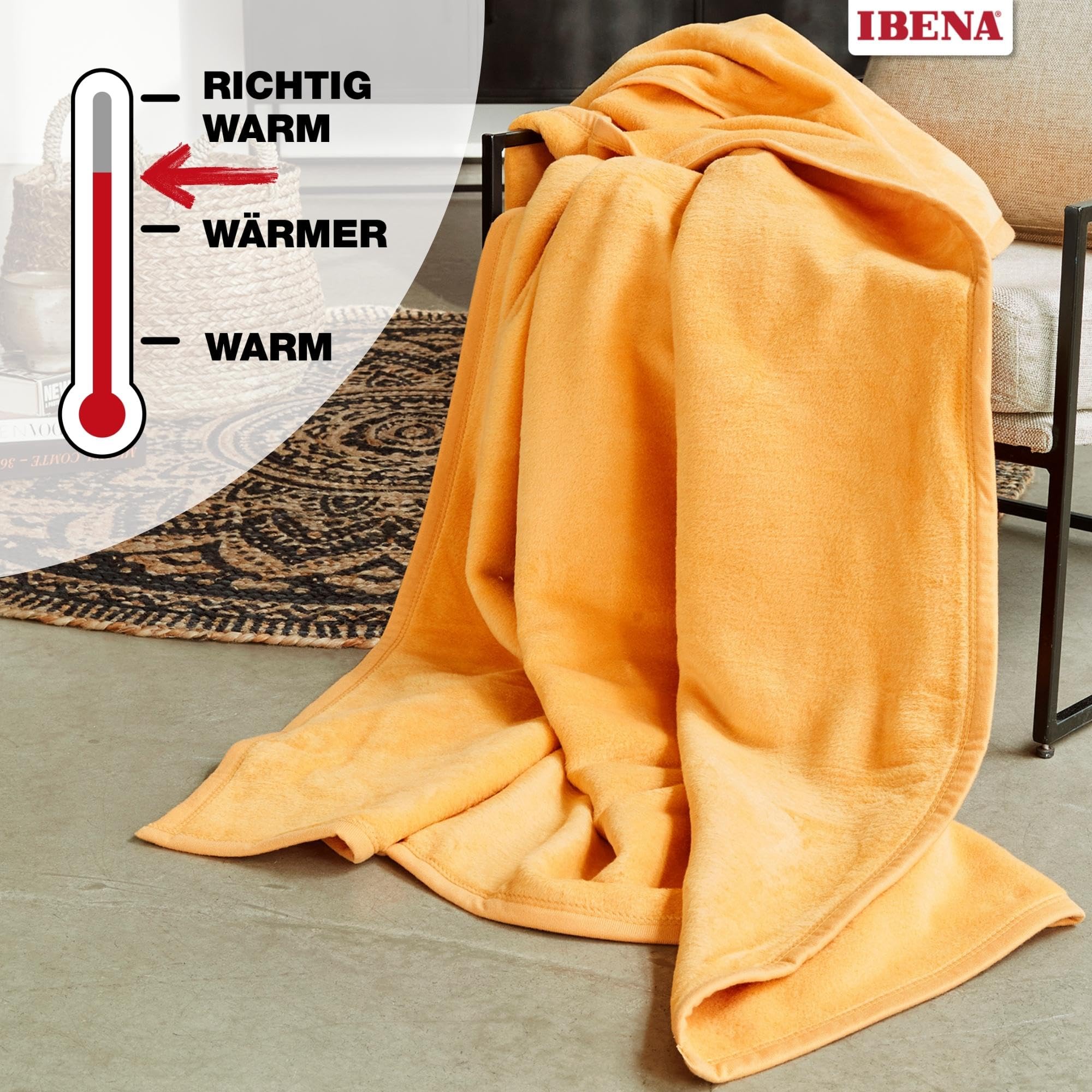 Coperta Pile Morbida IBENA Olbia - Poliestere, Lavabile In Lavatrice A 40°, OEKO-TEX, Colorata