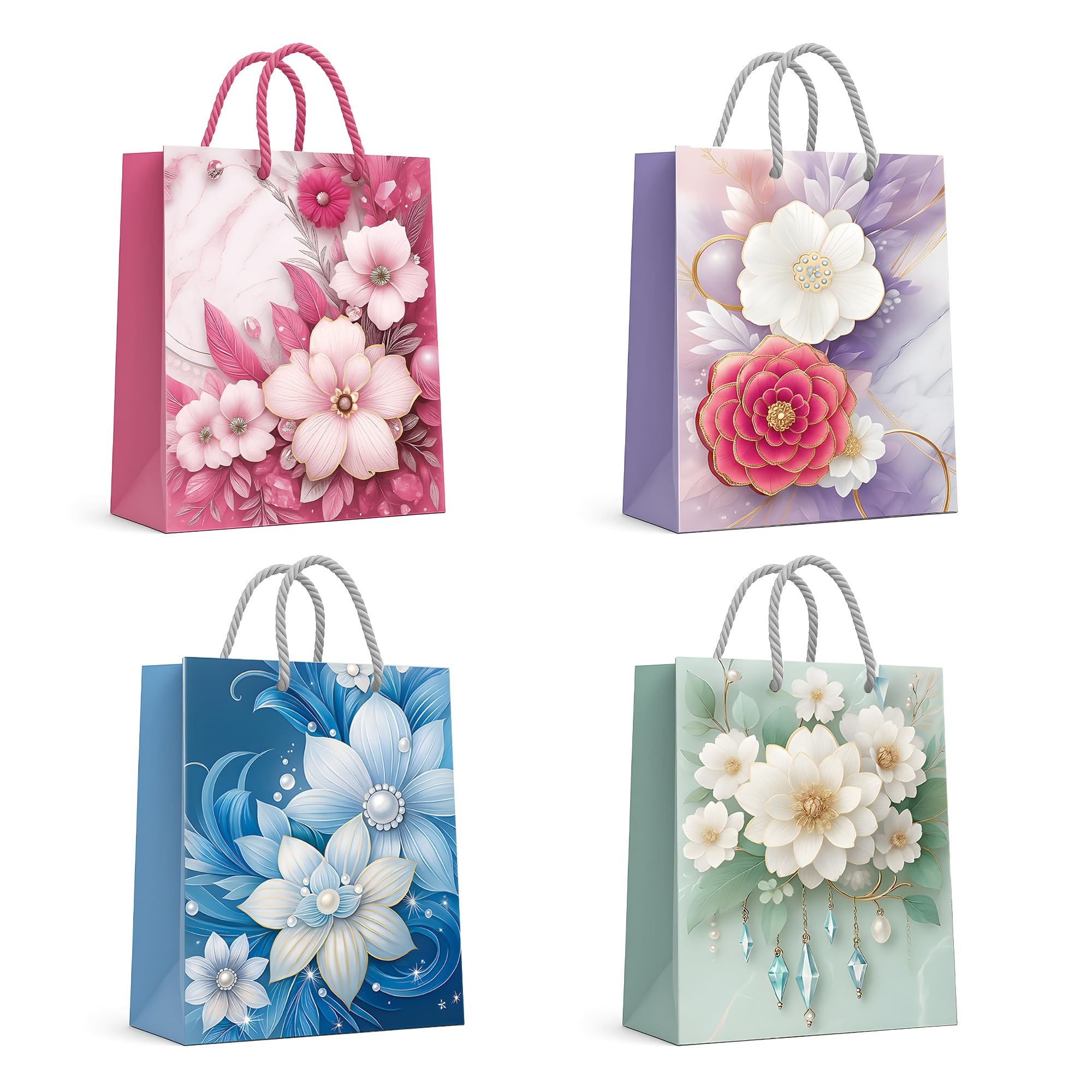 12Pcs Small Paper Bags with Handles 18x23.5x8 CM- Paper Gift Bags for Kids and Adults Parties, Birthdays, Weddings, Baby Showers, Hen Parties and Sweets.