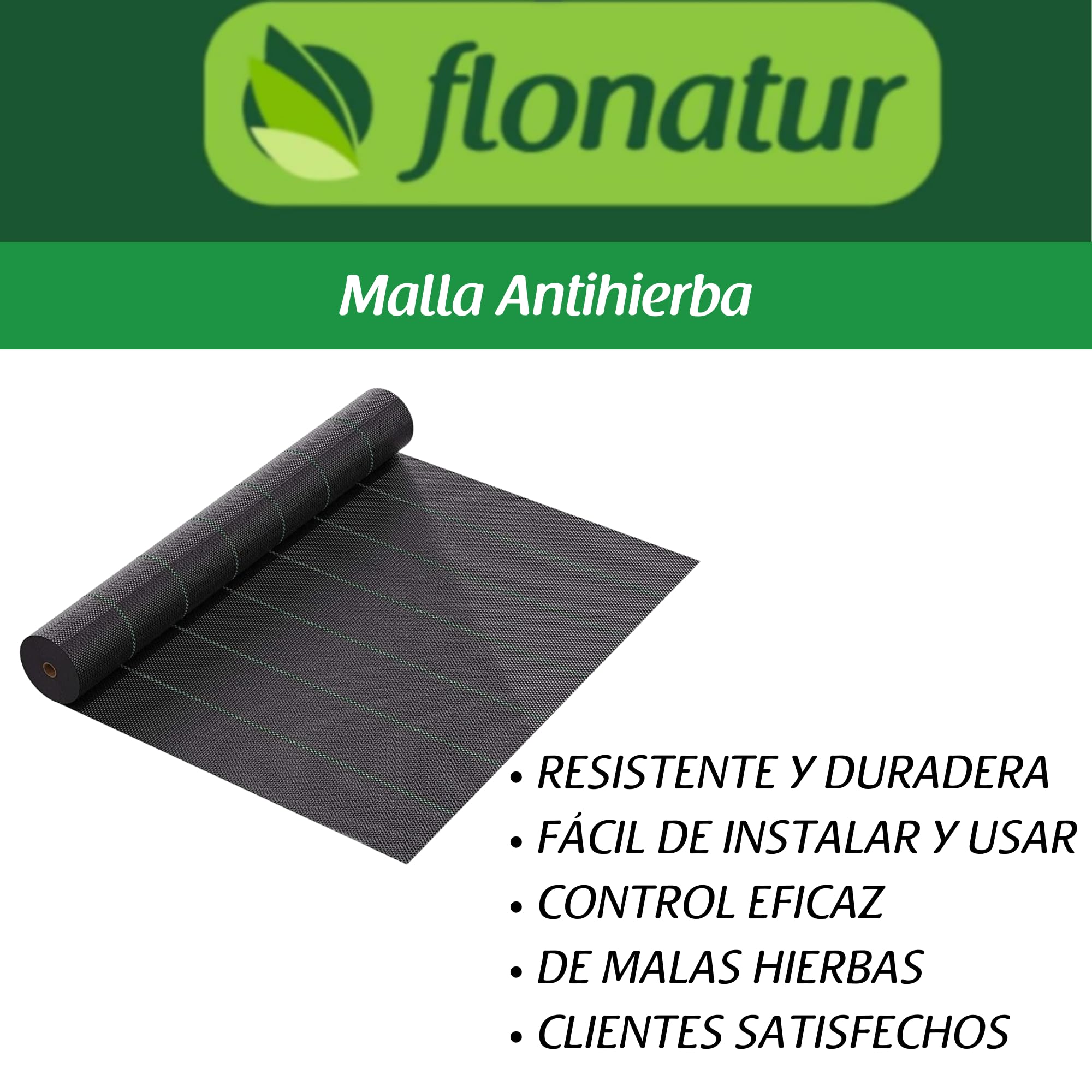 Malla Antihierba 75 Gramos | Malla Geotextil Maleza y Malas Hierbas Ideal Huerto | Estable a Rayos UV y Permeable| Duradera y Fuerte | Nos Avalan Nuestros Clientes |Rollo 2x50m,