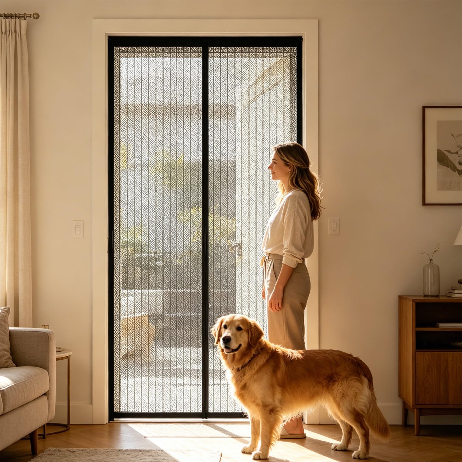 Moustiquaire porte magnétique 193x290 cm rideau anti insecte balcon
