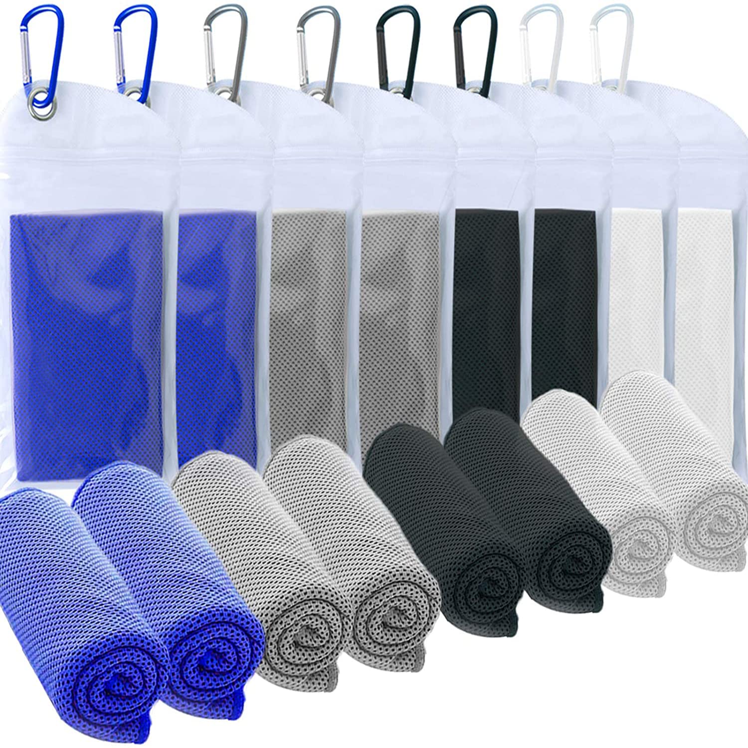 SZELAM 8 Packs Cooling Towel (40"x12"),Ice Towel,Soft Breathable Instant Towel,Microfiber Cool Towel for Yoga,Golf,Sport,Gym,Workout,Camping,Fitness,Outdoor &More Activities