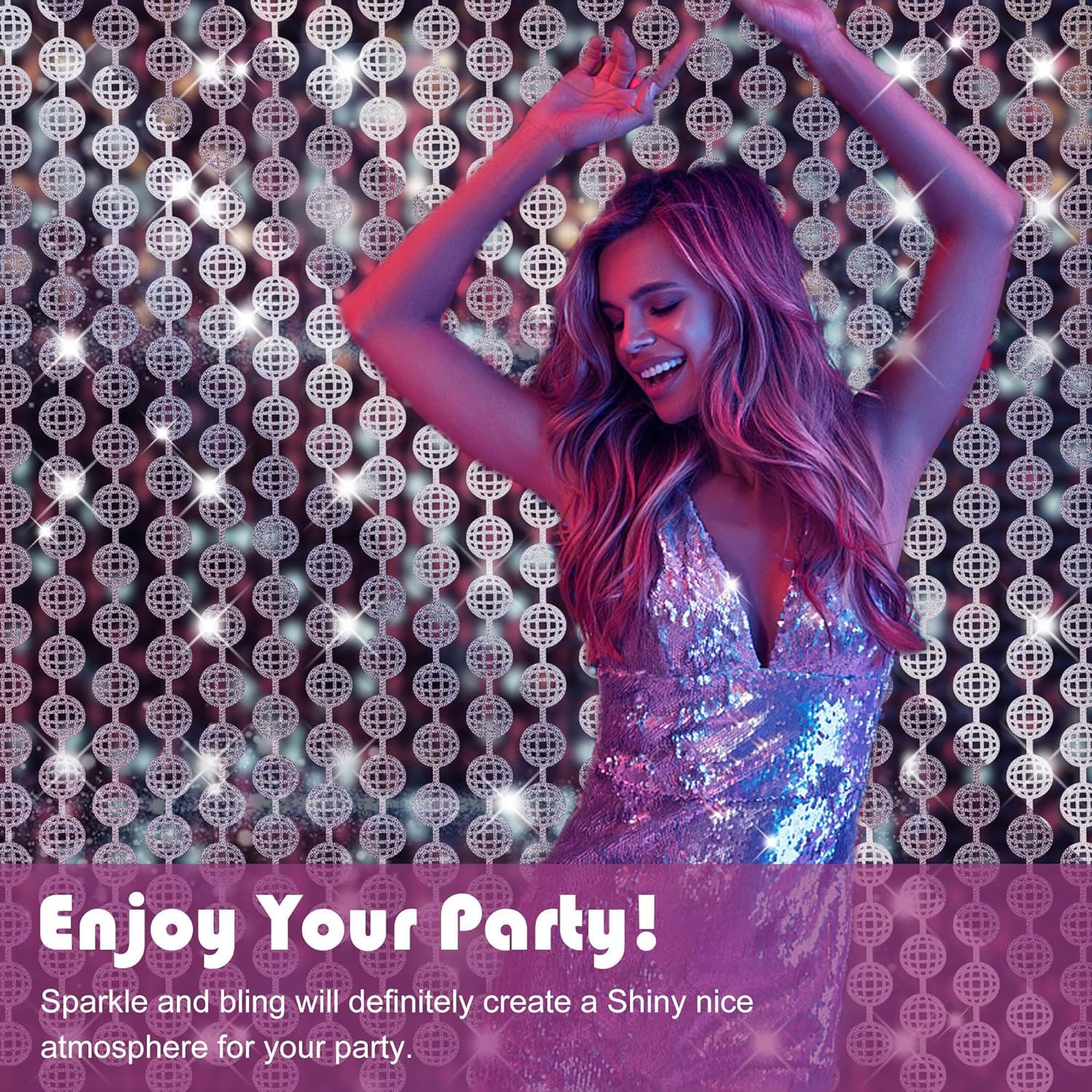 Tenda Argento Per Feste Discoteca - 2 Pezzi 1x2 M Per Sfondi Fotografici E Decorazioni - Foto 3