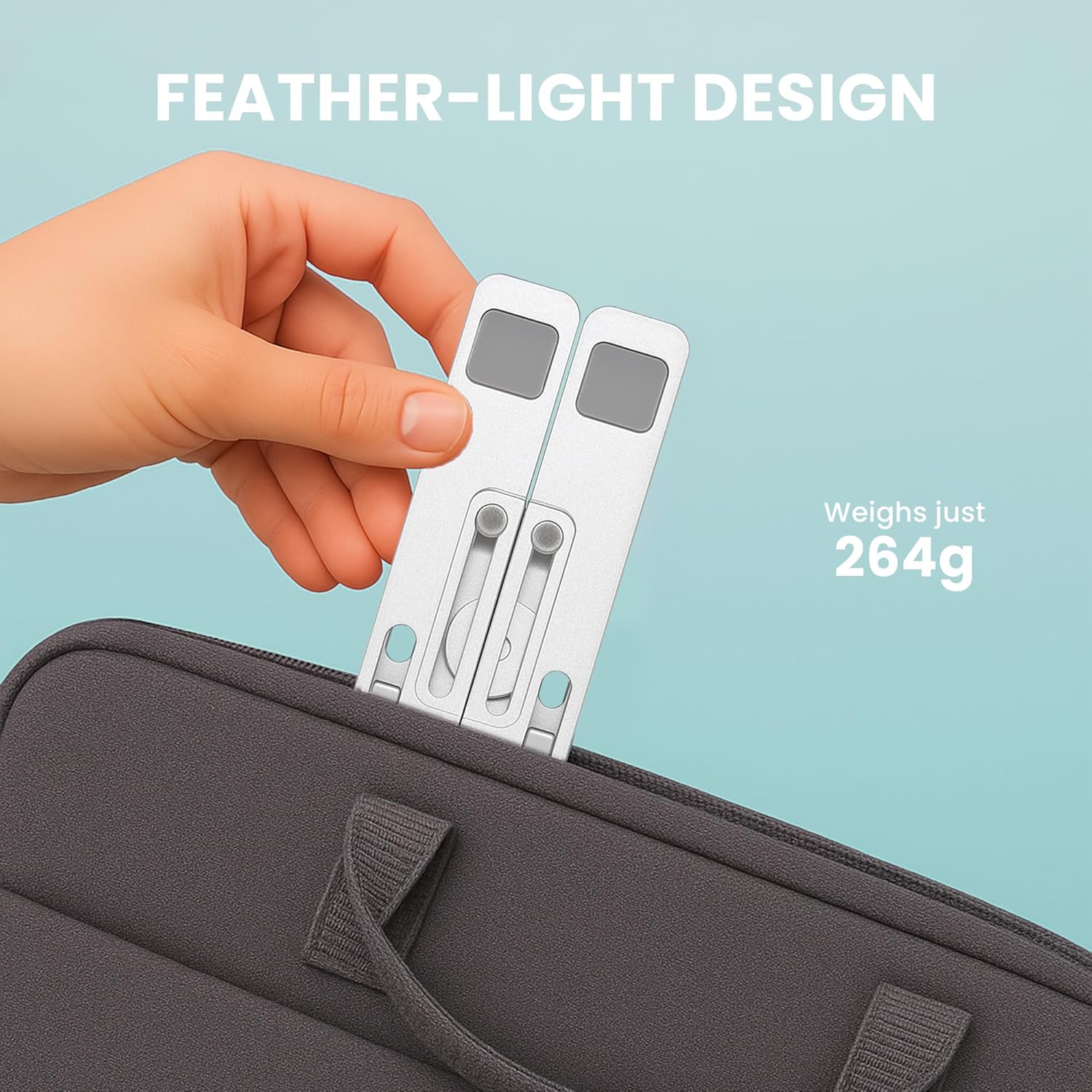 SL-221, 6-Level Adjustable Foldable Aluminum and Silicone Build Laptop Stand, Multi-Size Compatible, Easy Folding for Storage Ergonomic Comfort Works with MacBook, Dell, HP & More (Silver) 26