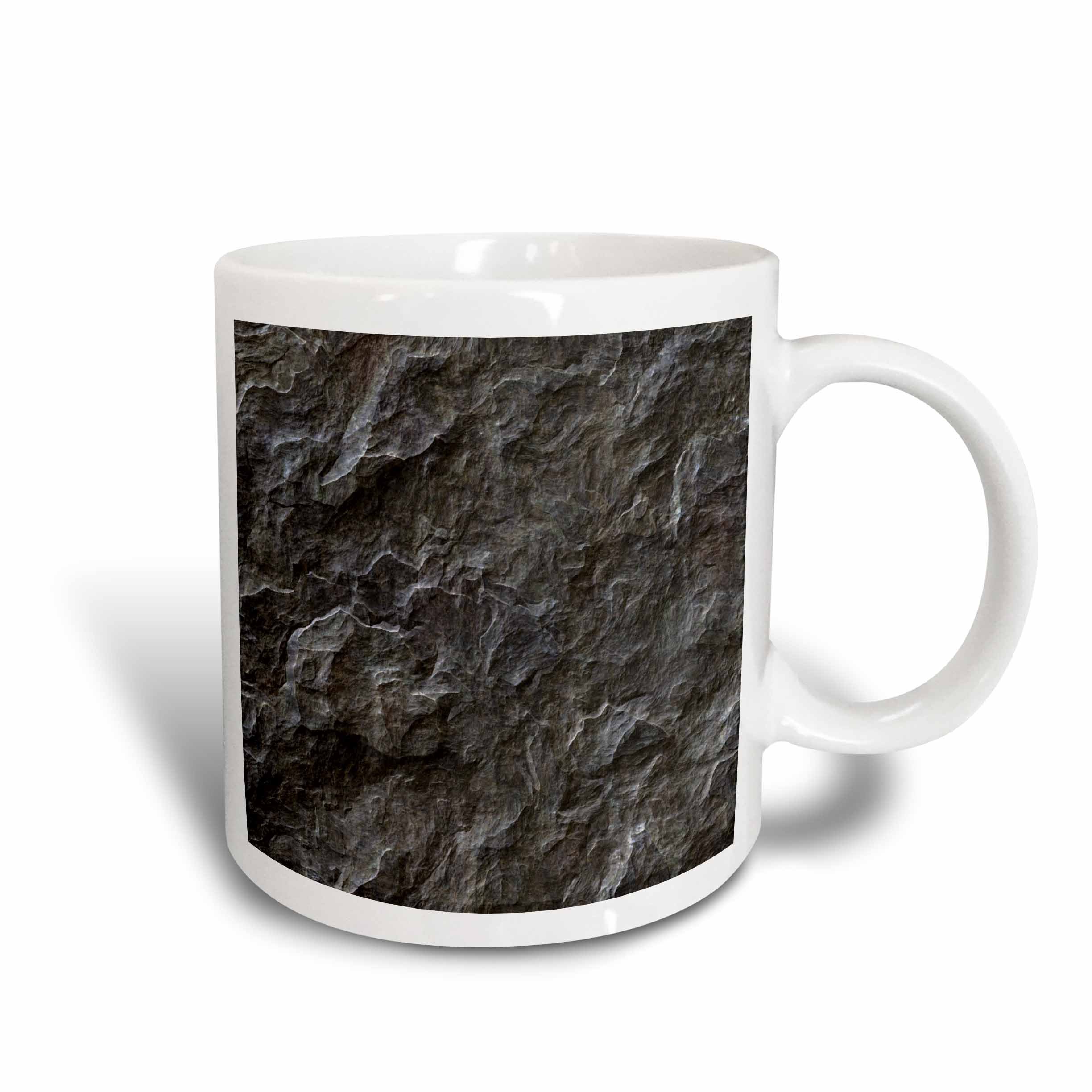 3dRose Gray Stone Look Mug, White, 11 oz
